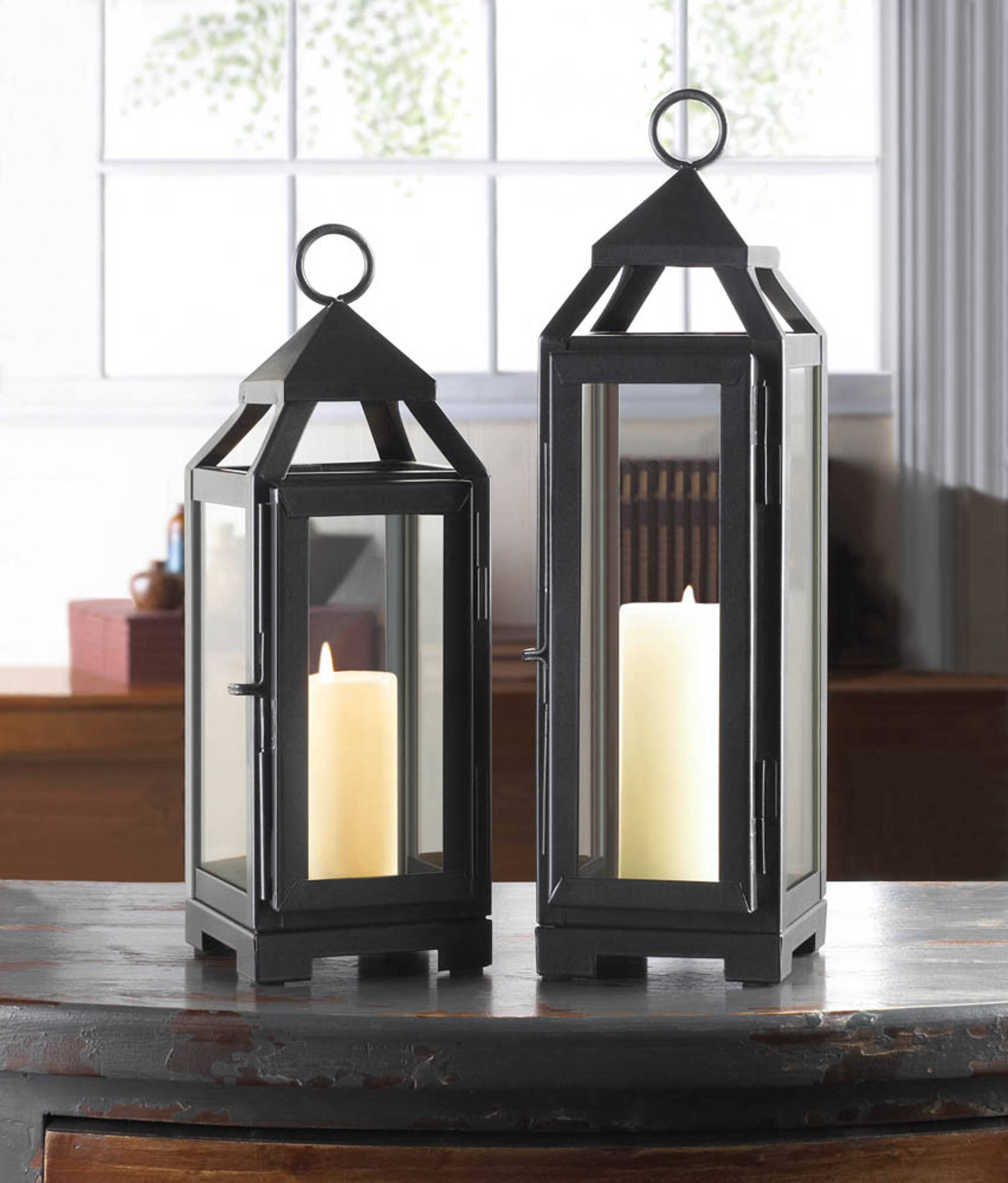 12.75&#x22; Black Tall Slate Lantern