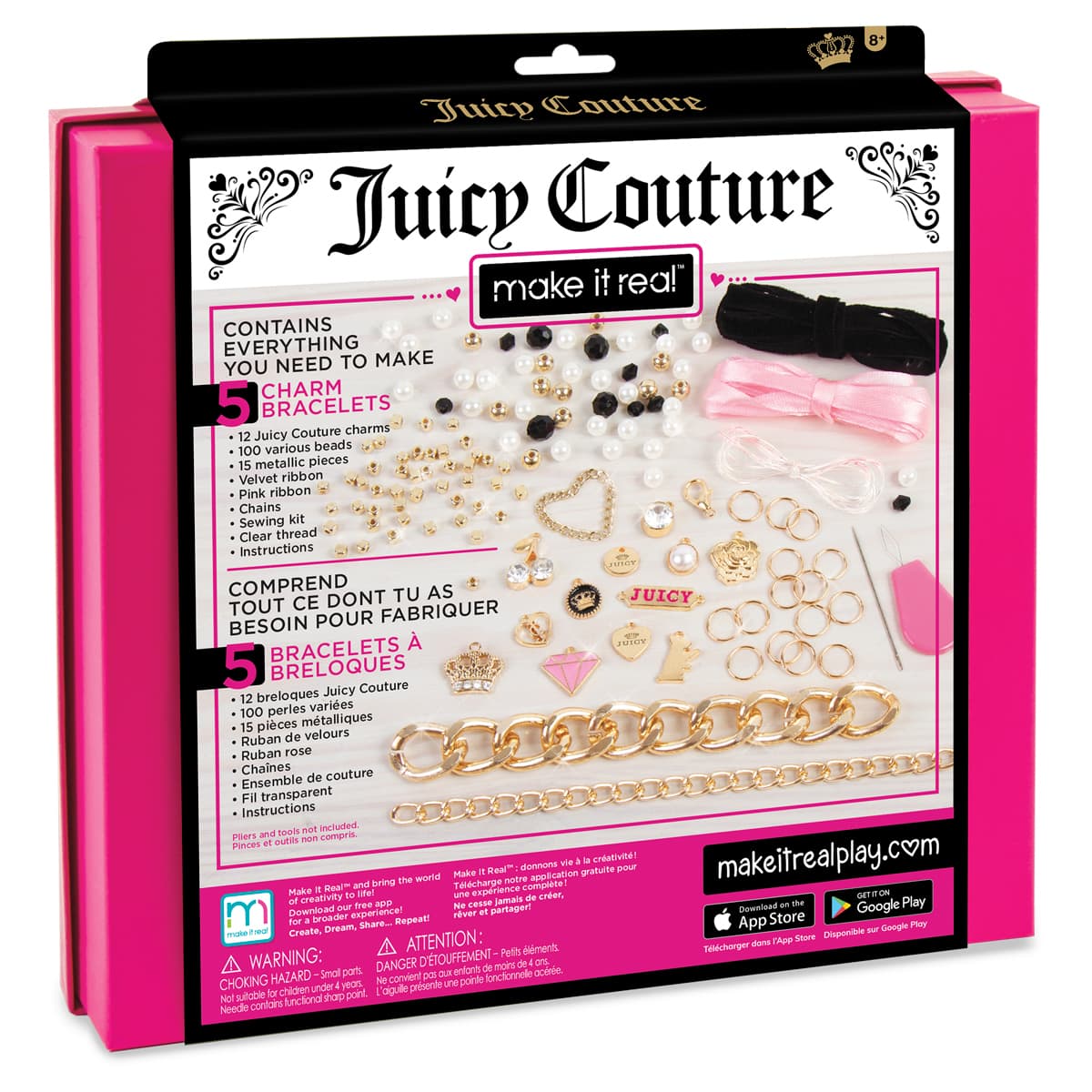 Make It Real - Juicy Couture Mini Chains and Charms - DIY Charm Bracelet  Making Kit - Friendship Bracelet Kit with Charms, Beads and Cords - Arts  and