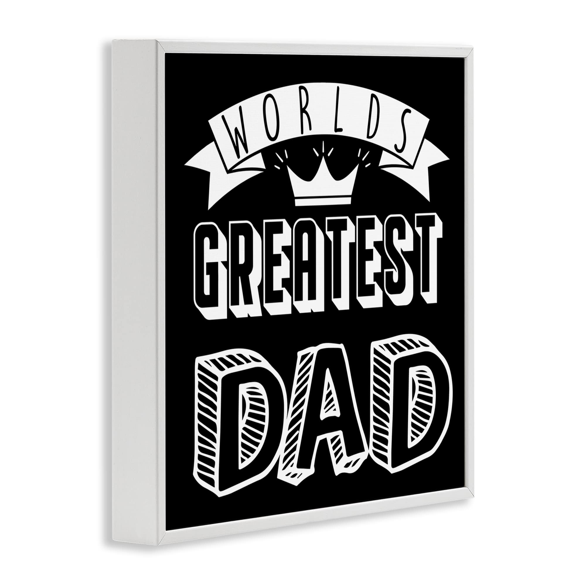 Stupell Industries Worlds Greatest Dad Cool Varied Typography Crown Design Framed Giclee Art