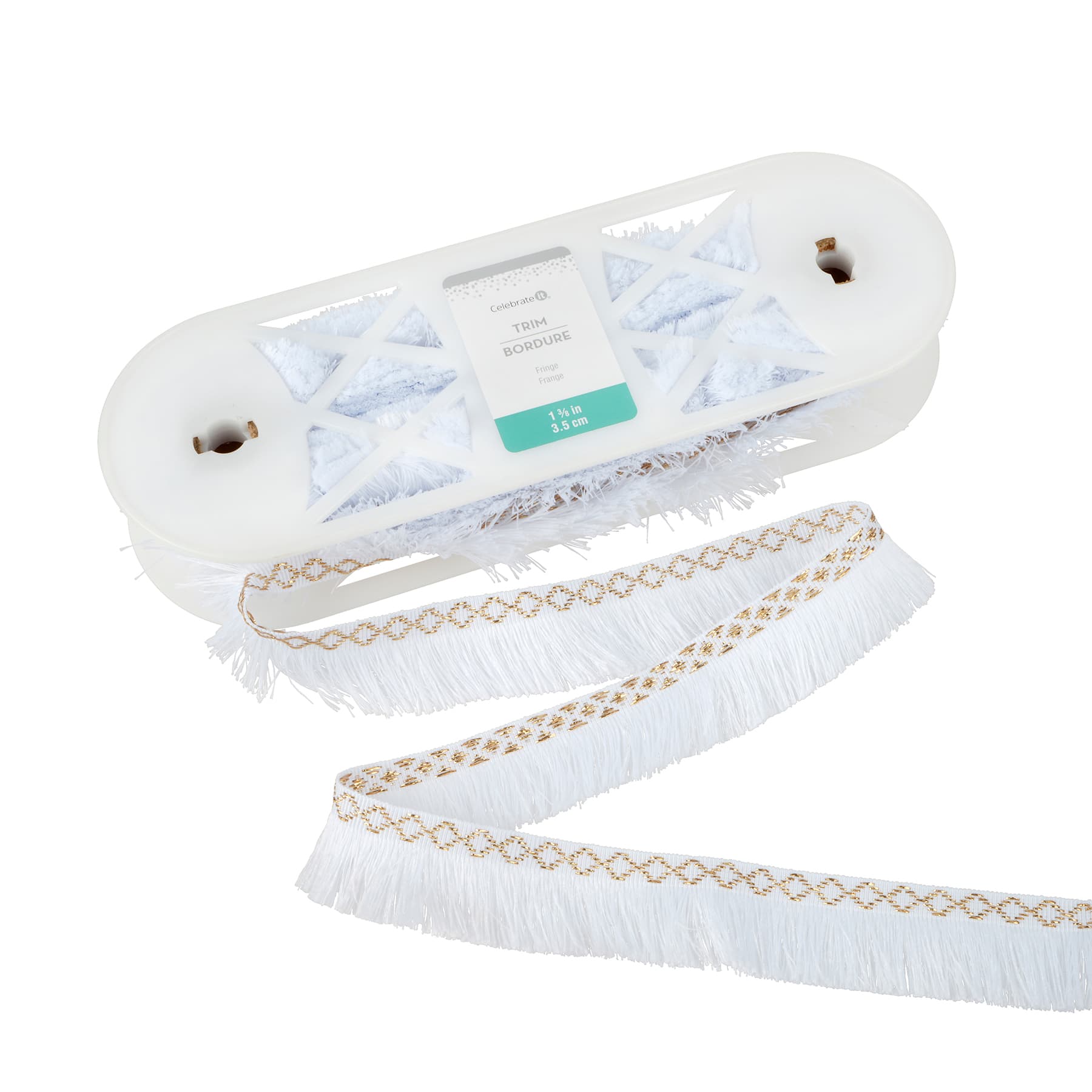 1.375&#x22; White &#x26; Gold Tassel Fringe Trim by Celebrate It&#xAE;