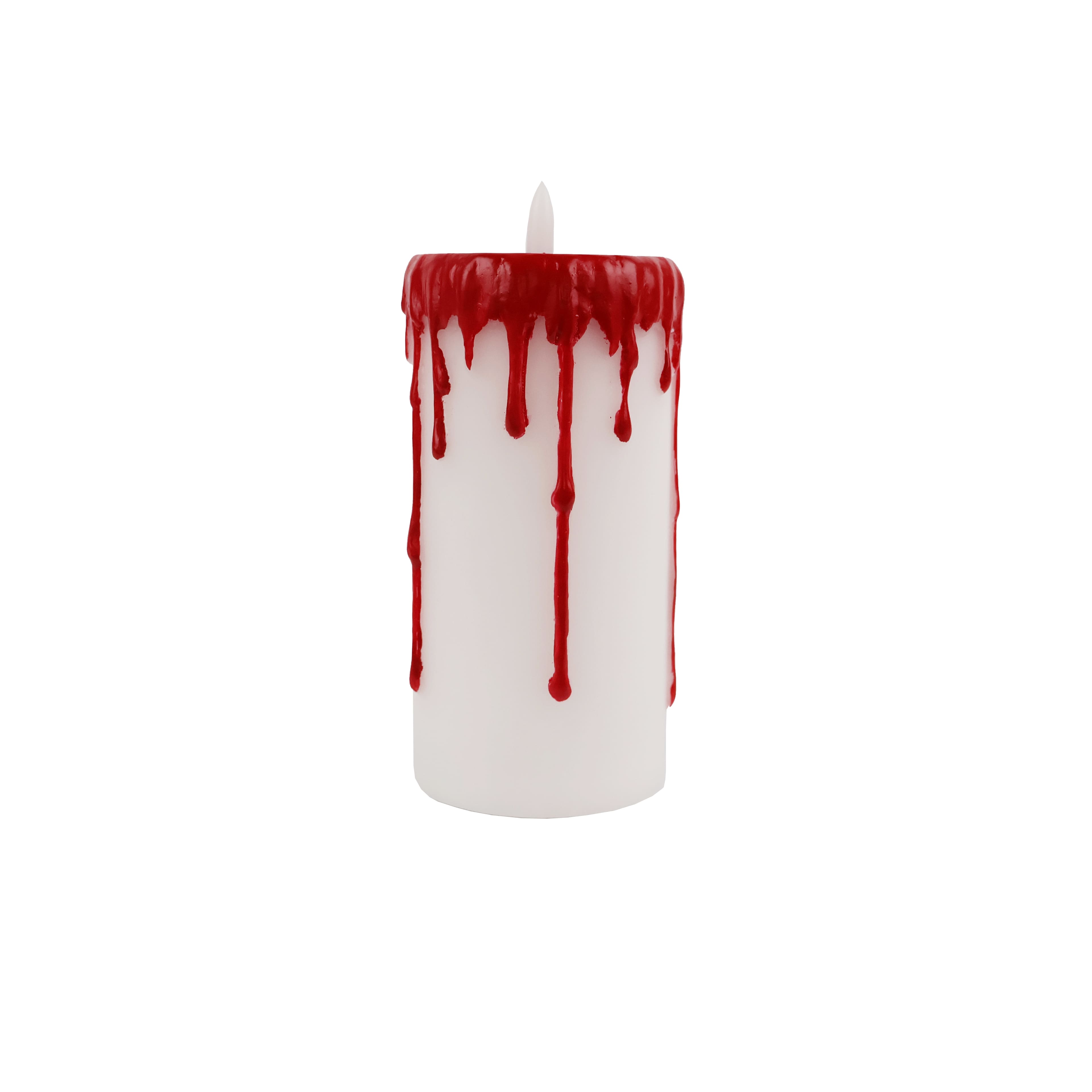 6&#x22; Red &#x26; White Dripping LED Wax Pillar Candle by Ashland&#xAE;