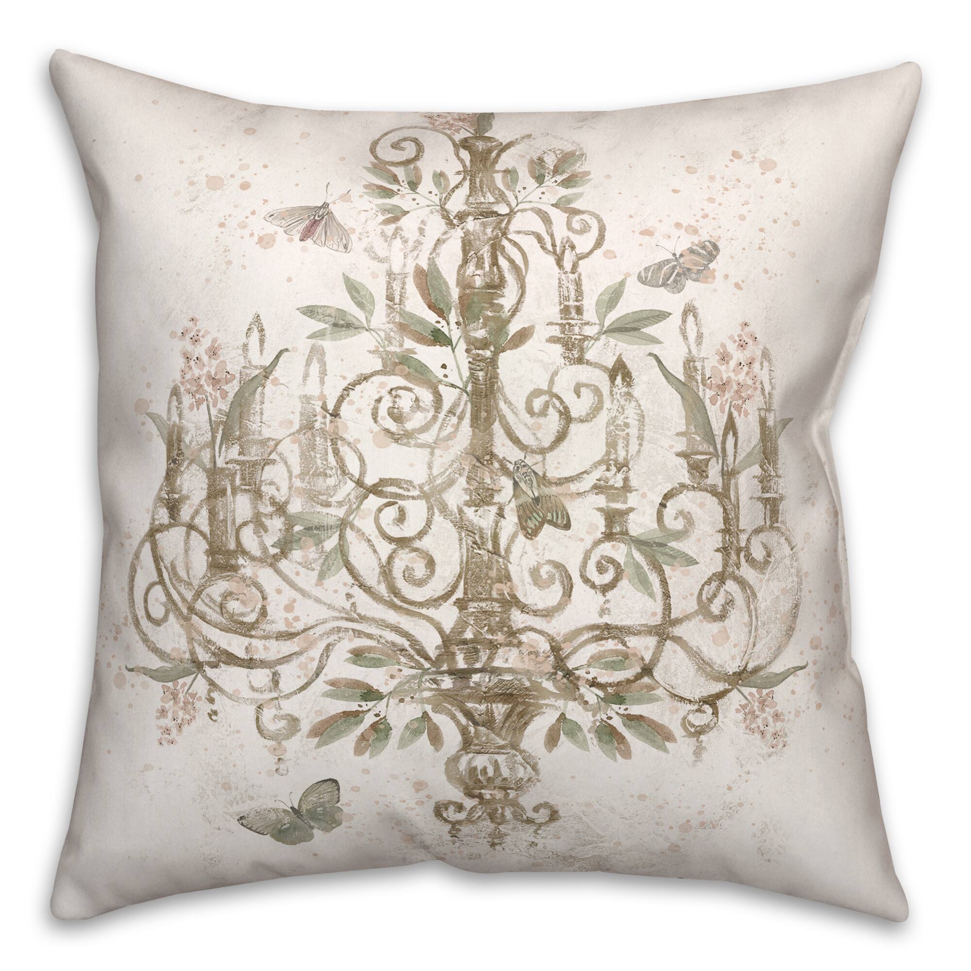 Blush Chandelier 18" x 18" Indoor/Outdoor Pillow