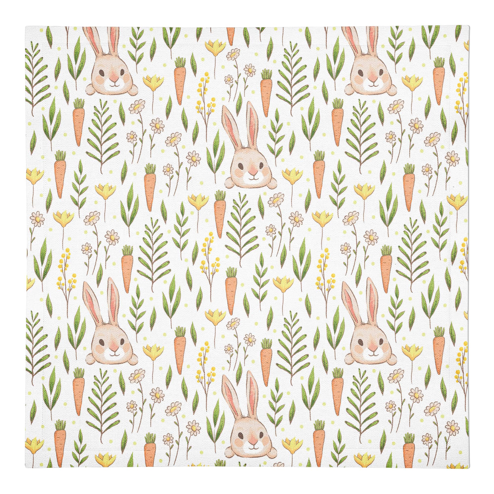 Bunny And Carrot Pattern Napkin 10&#x22; x 10&#x22; Cotton Twill Napkin
