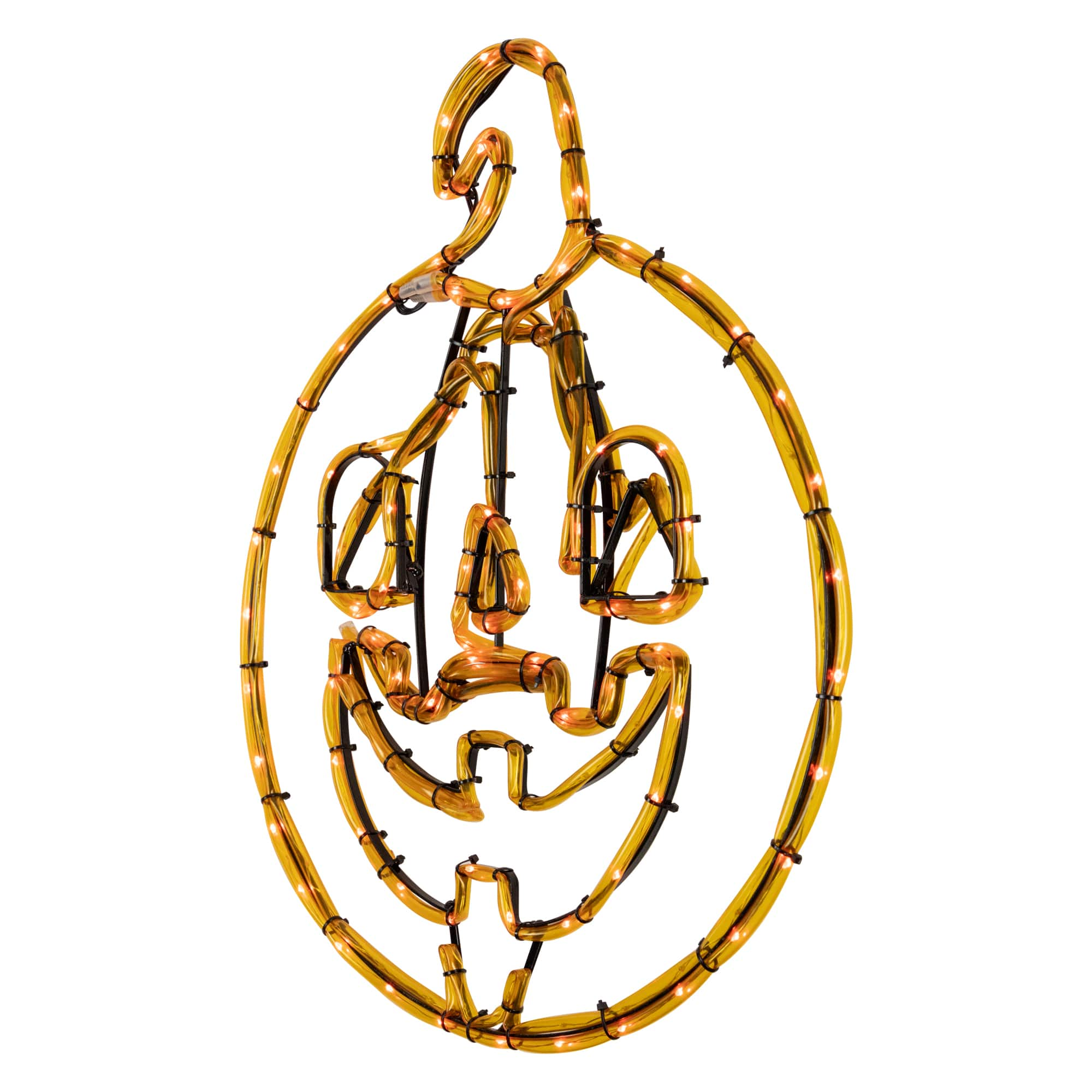 18&#x22; Orange Jack-O-Lantern 4 Function LED Halloween Window Silhouette