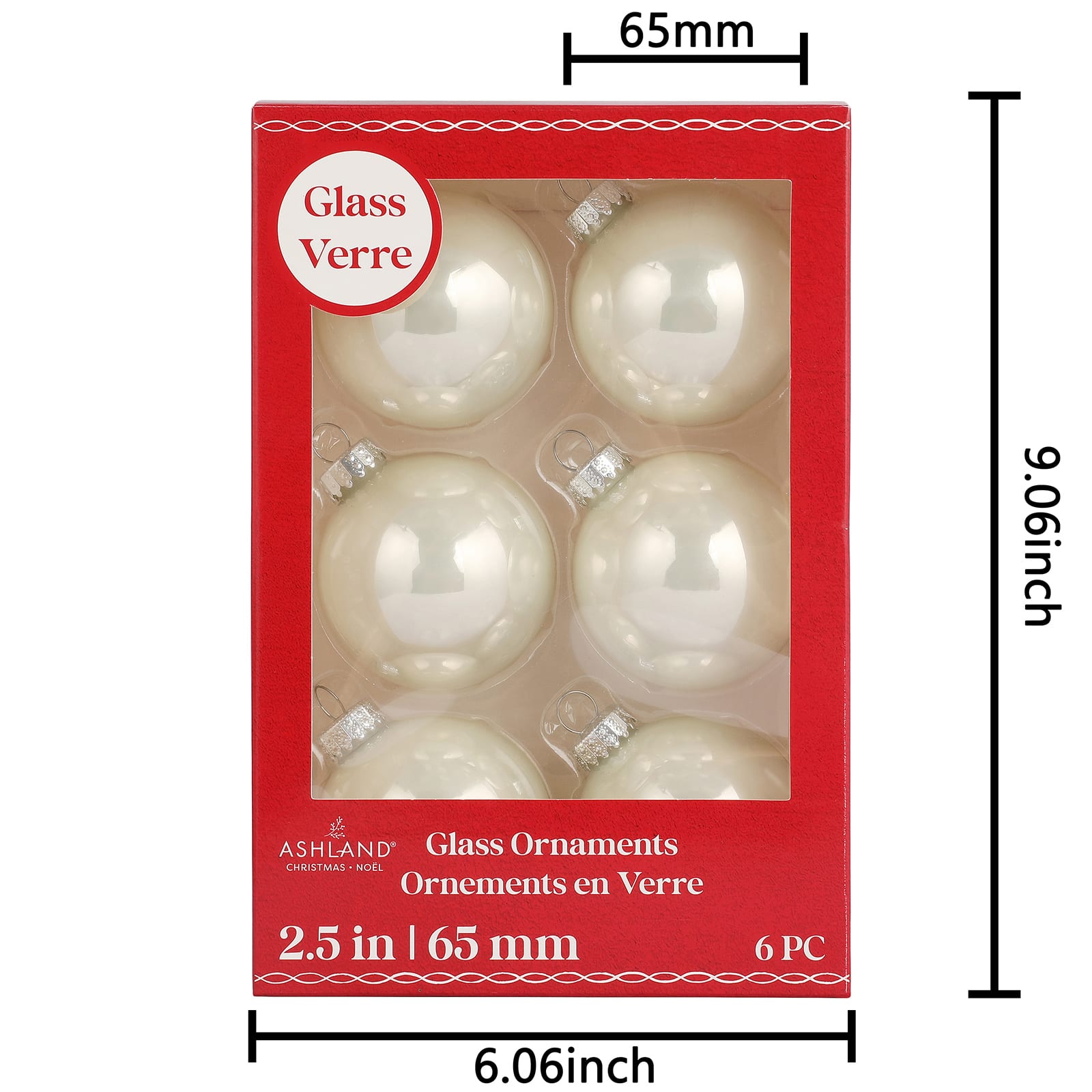 6 Pack 2.5&#x22; Shiny Glass Ball Ornaments by Ashland&#xAE;