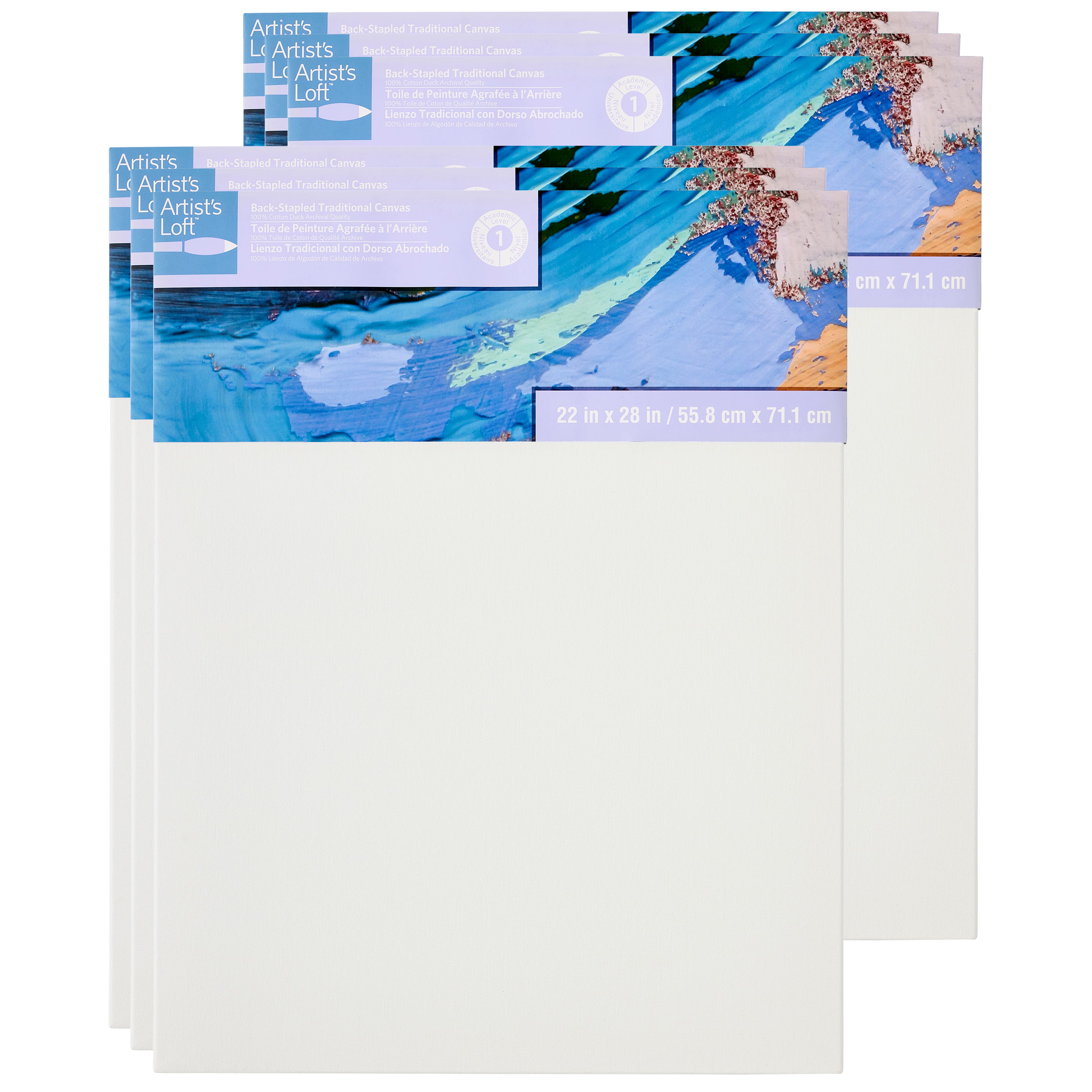 6 Pack: Level 1 Back Stapled Traditional Canvas by Artist's Loft®