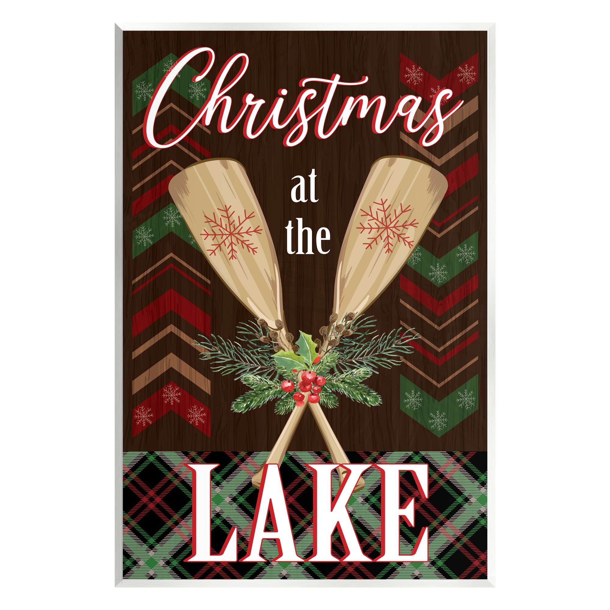 Stupell Industries Christmas At Lake Seasonal Oars Wall Plaque Art
