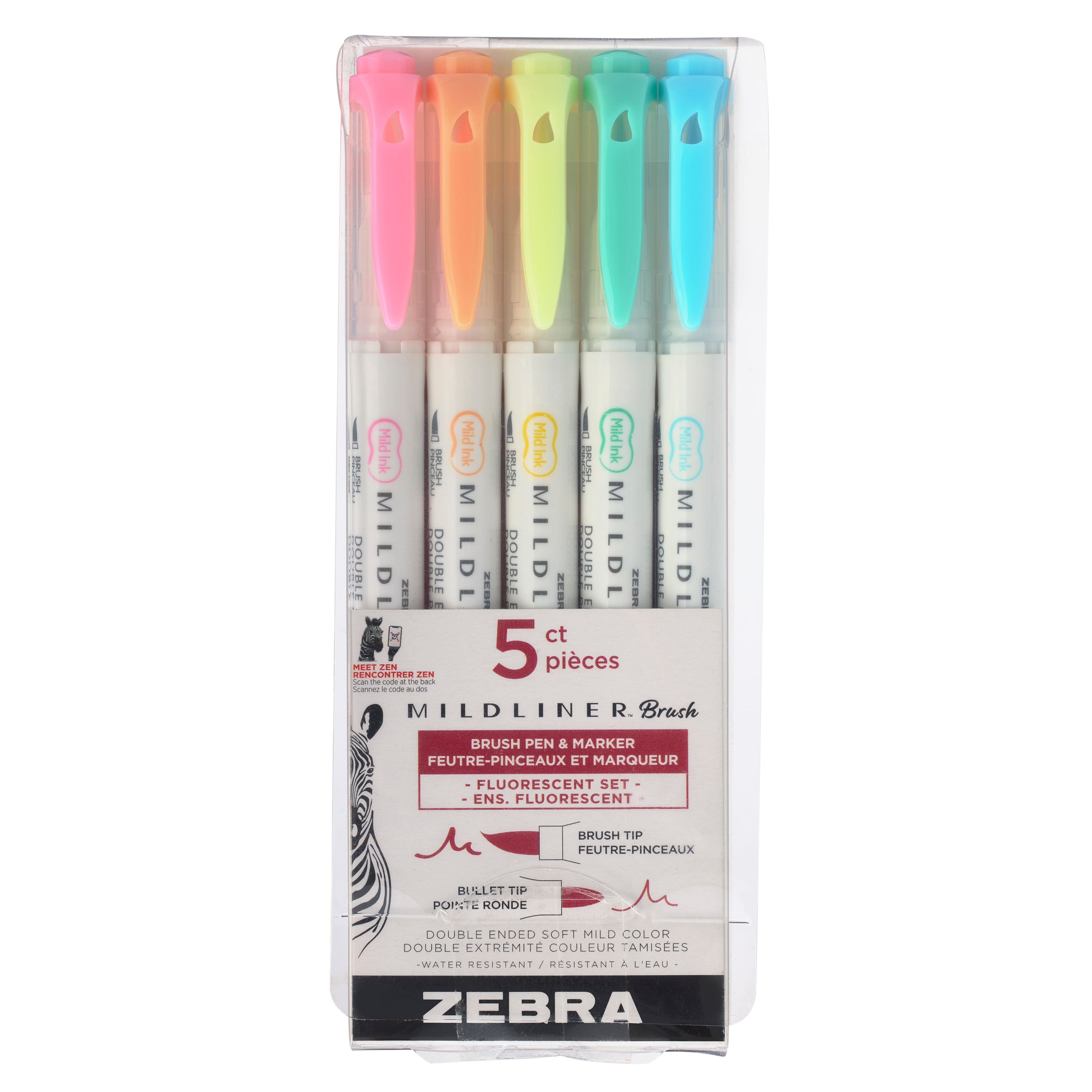 Zebra Mildliner&#x2122; Brush Pen &#x26; Marker Set, Fluorescent