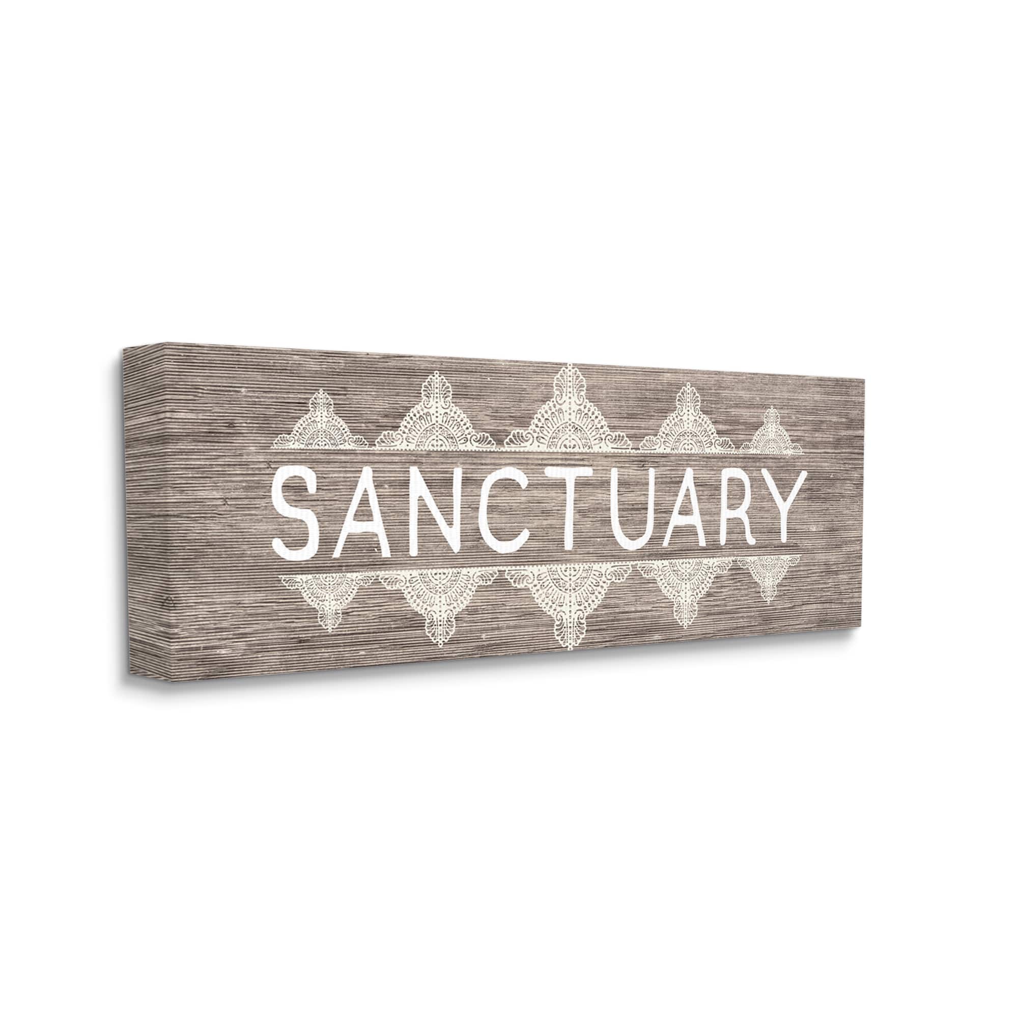 Stupell Industries Rustic Sanctuary Text with Paisley Country Pattern Canvas Wall Art