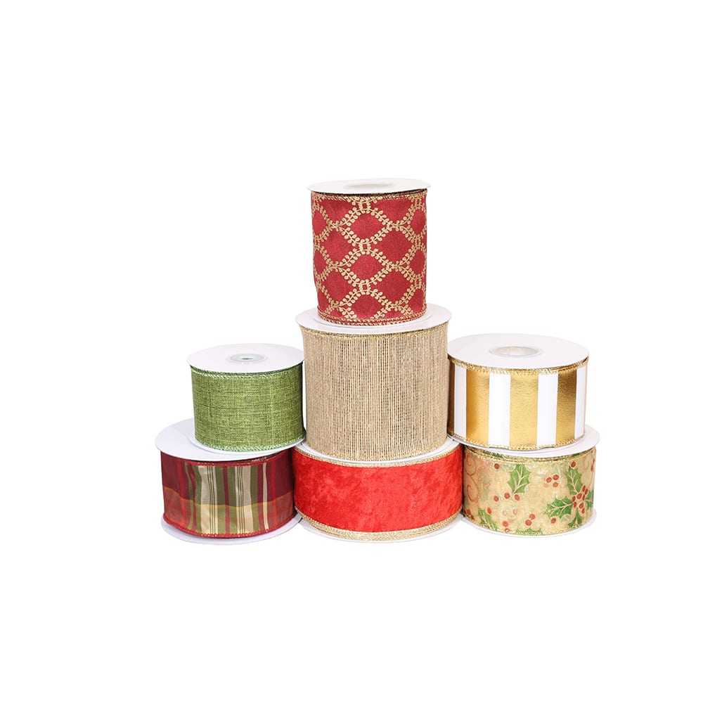 JAM Paper Wired Red, Green &#x26; Gold Christmas Ribbon Value Pack