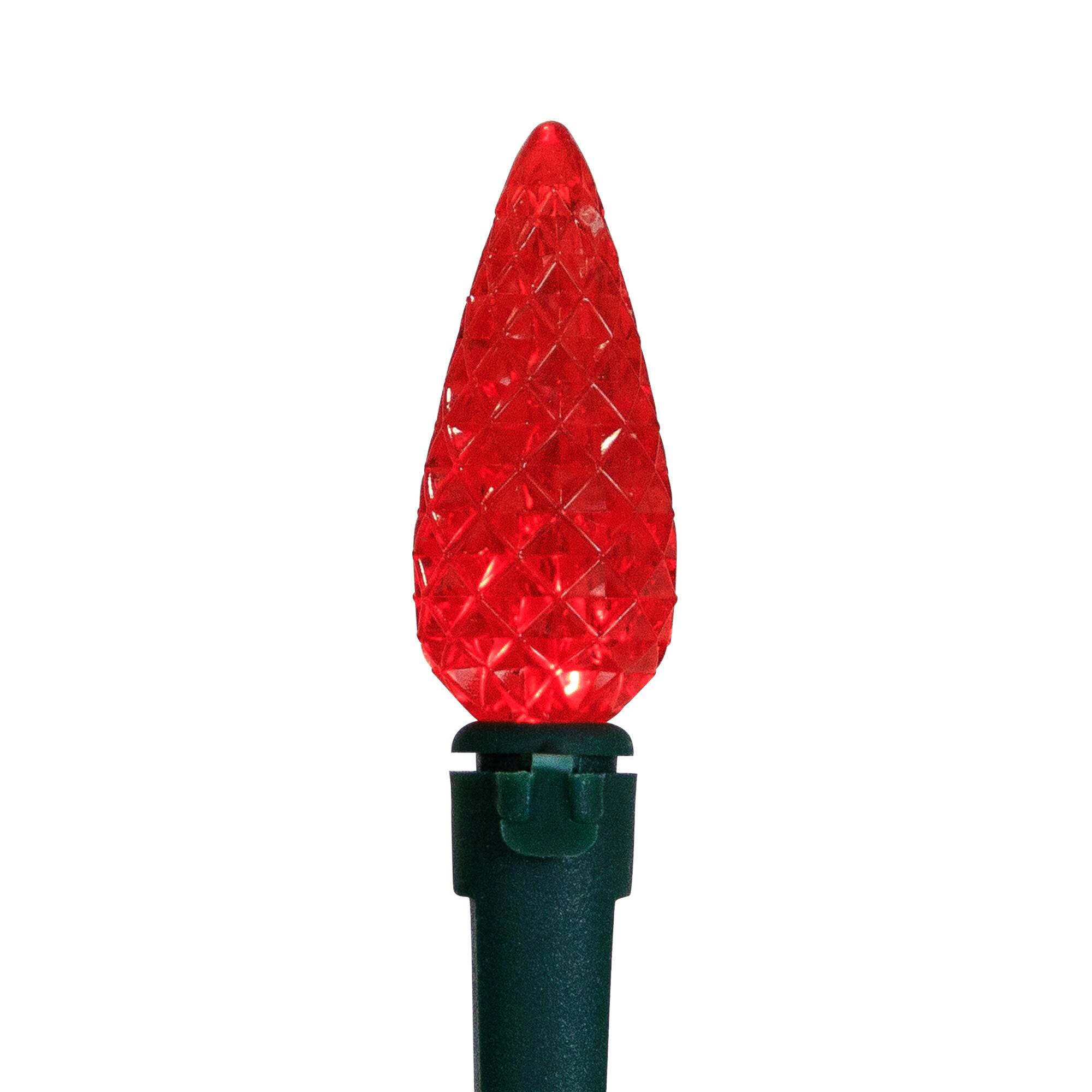 Battery Operated LED C6 Faceted Christmas Lights - Multicolor - 15.75' Green Wire - 50ct