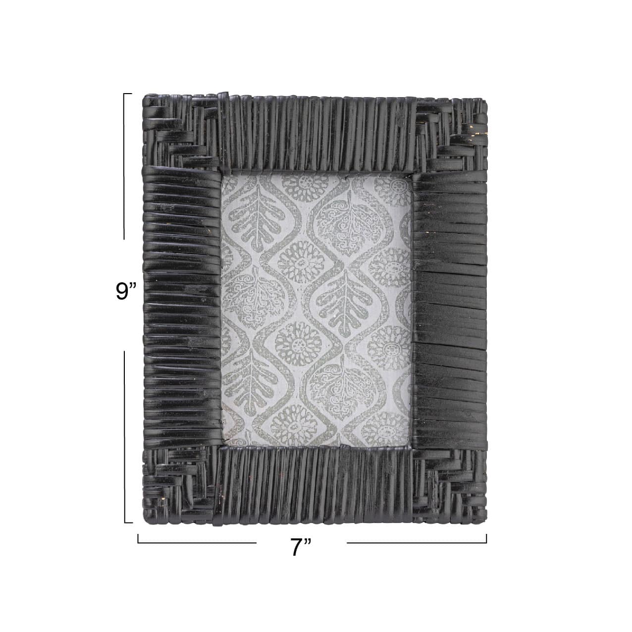 Black Handwoven Rattan Photo Frame