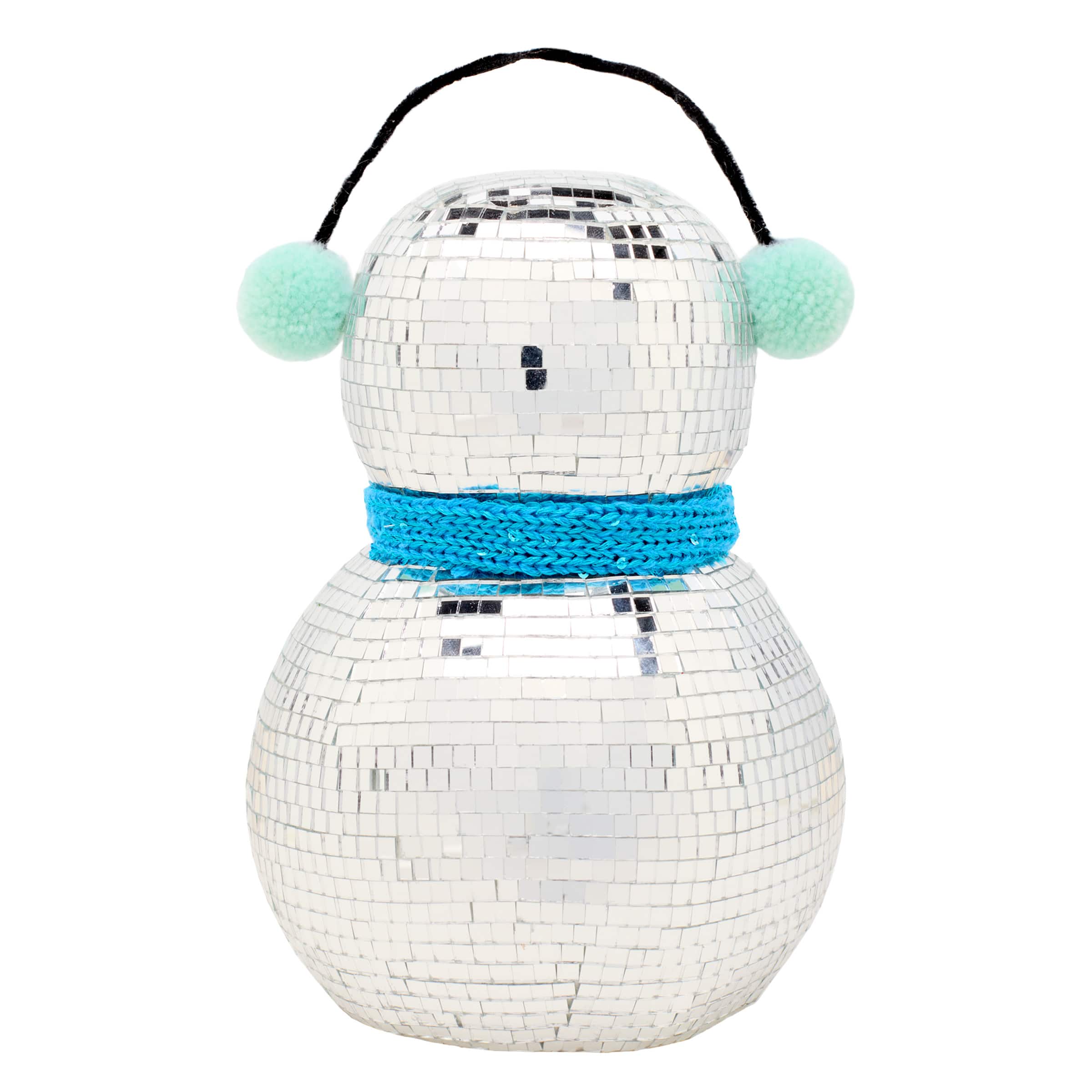 10&#x22; Disco Ball Snowman with Blue Scarf