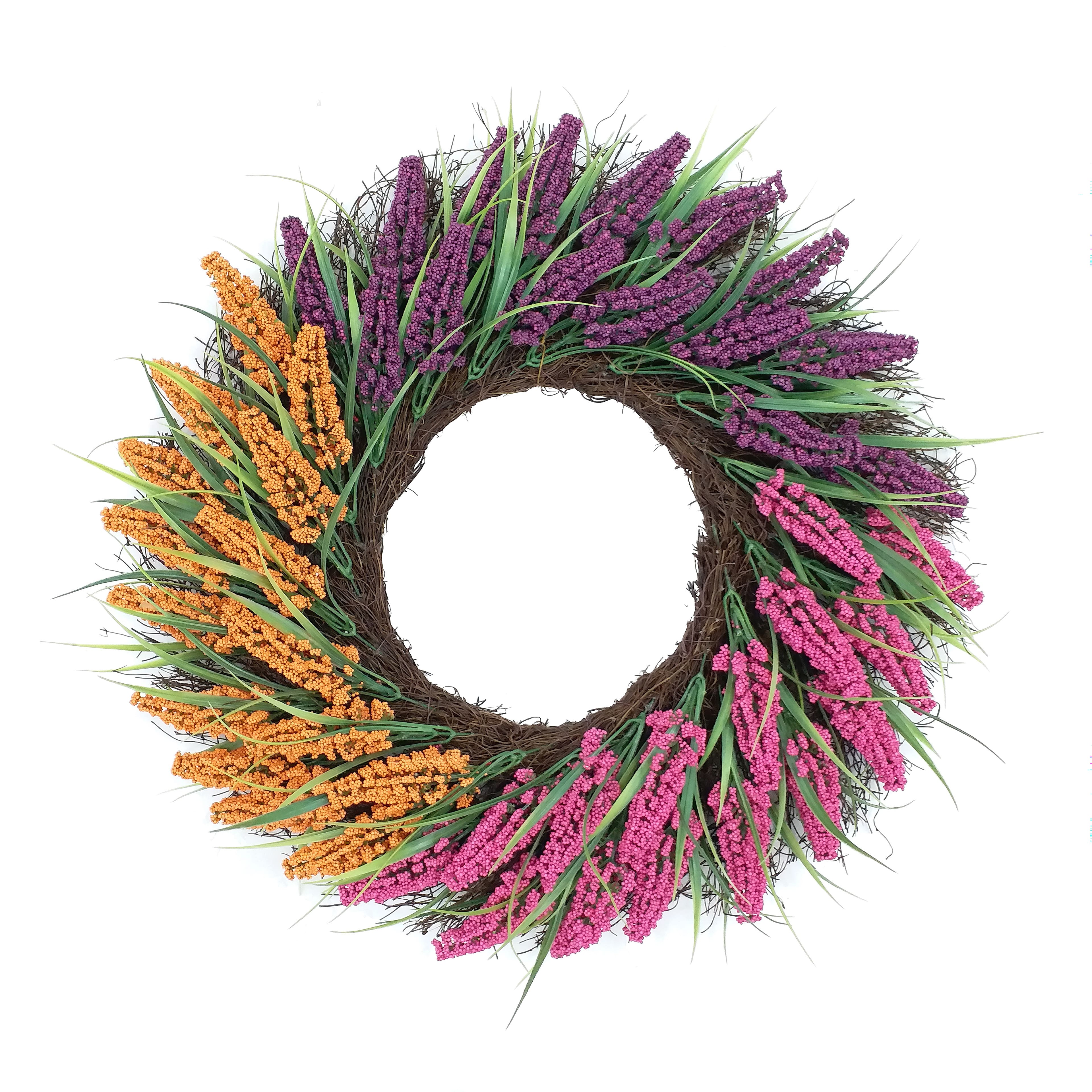 22&#x22; Pink, Orange &#x26; Purple Heather Mix Wreath by Ashland&#xAE;