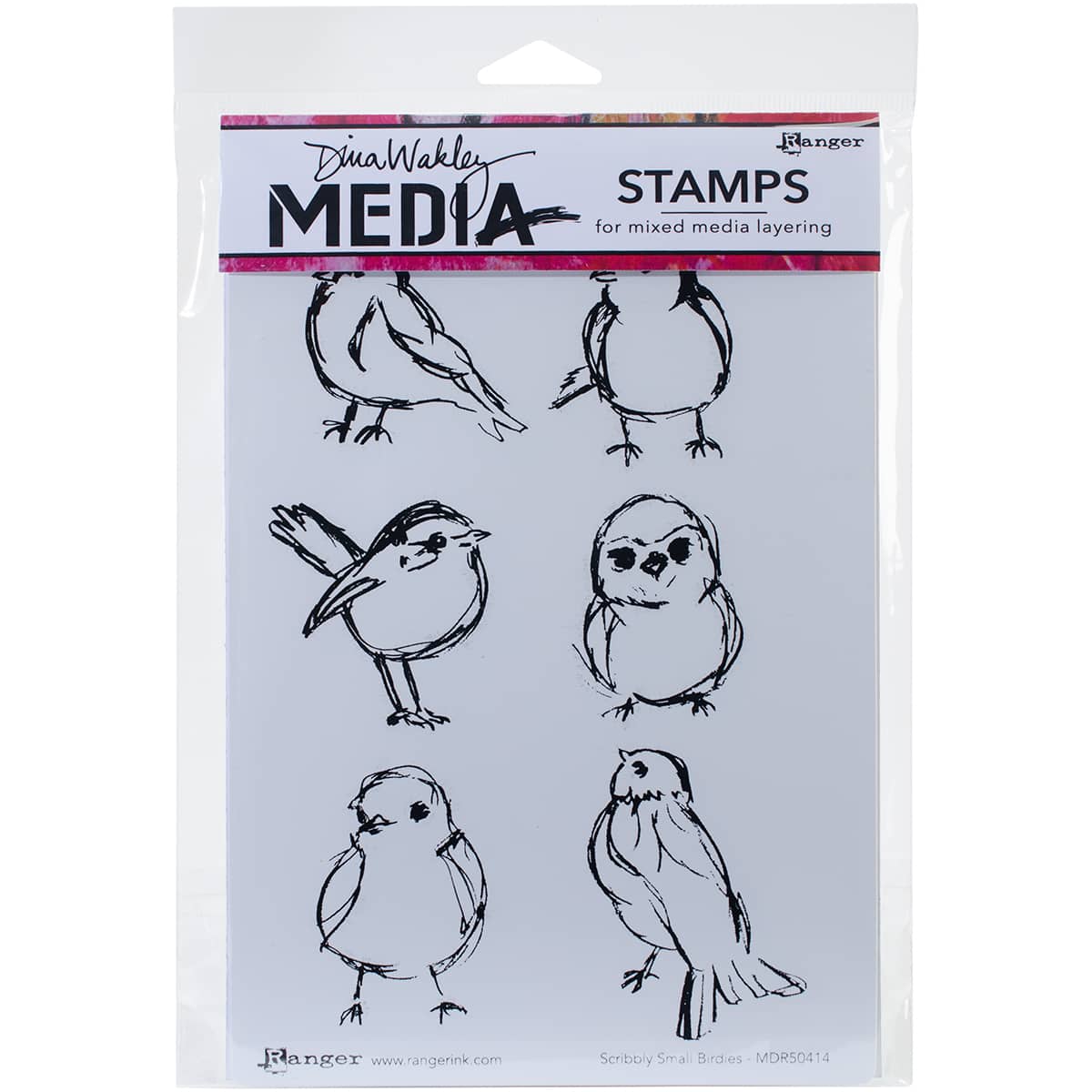 Dina Wakley Media Scribbly Small Birdies Cling Stamps