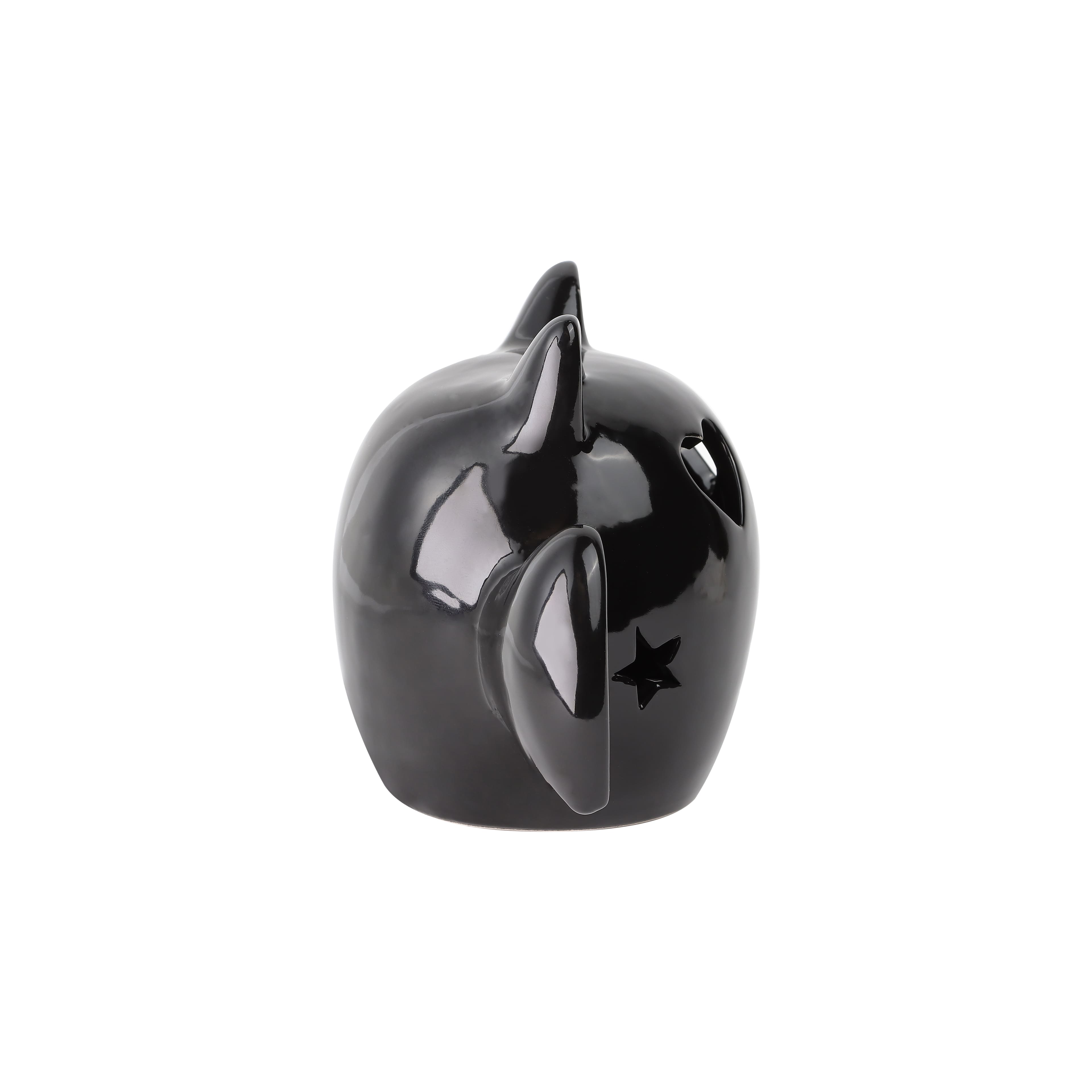 6.5&#x22; Black Bat with Heart Eyes LED Ceramic Tabletop D&#xE9;cor by Ashland&#xAE;