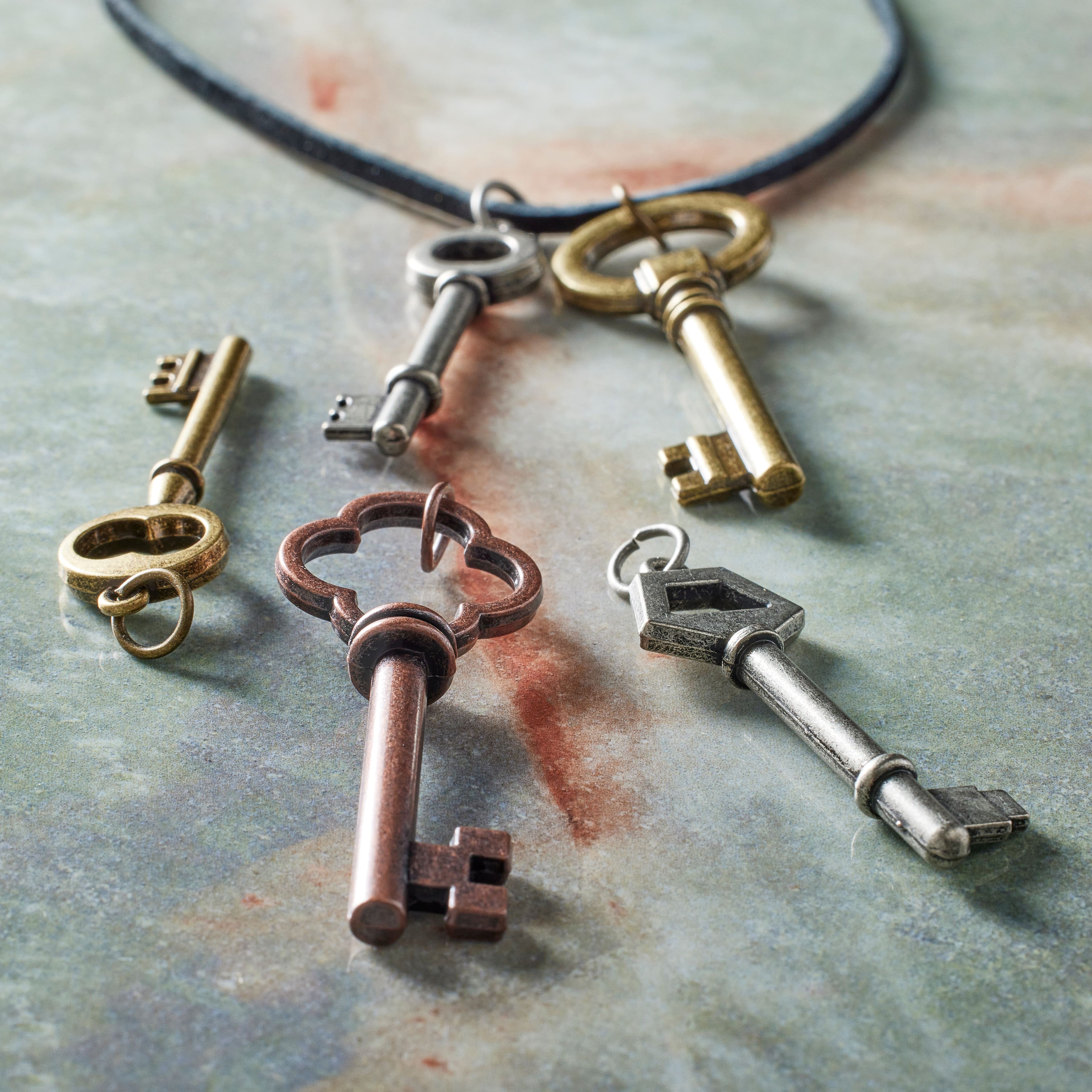 Found Objects&#x2122; Multicolor Key Charms by Bead Landing&#x2122;
