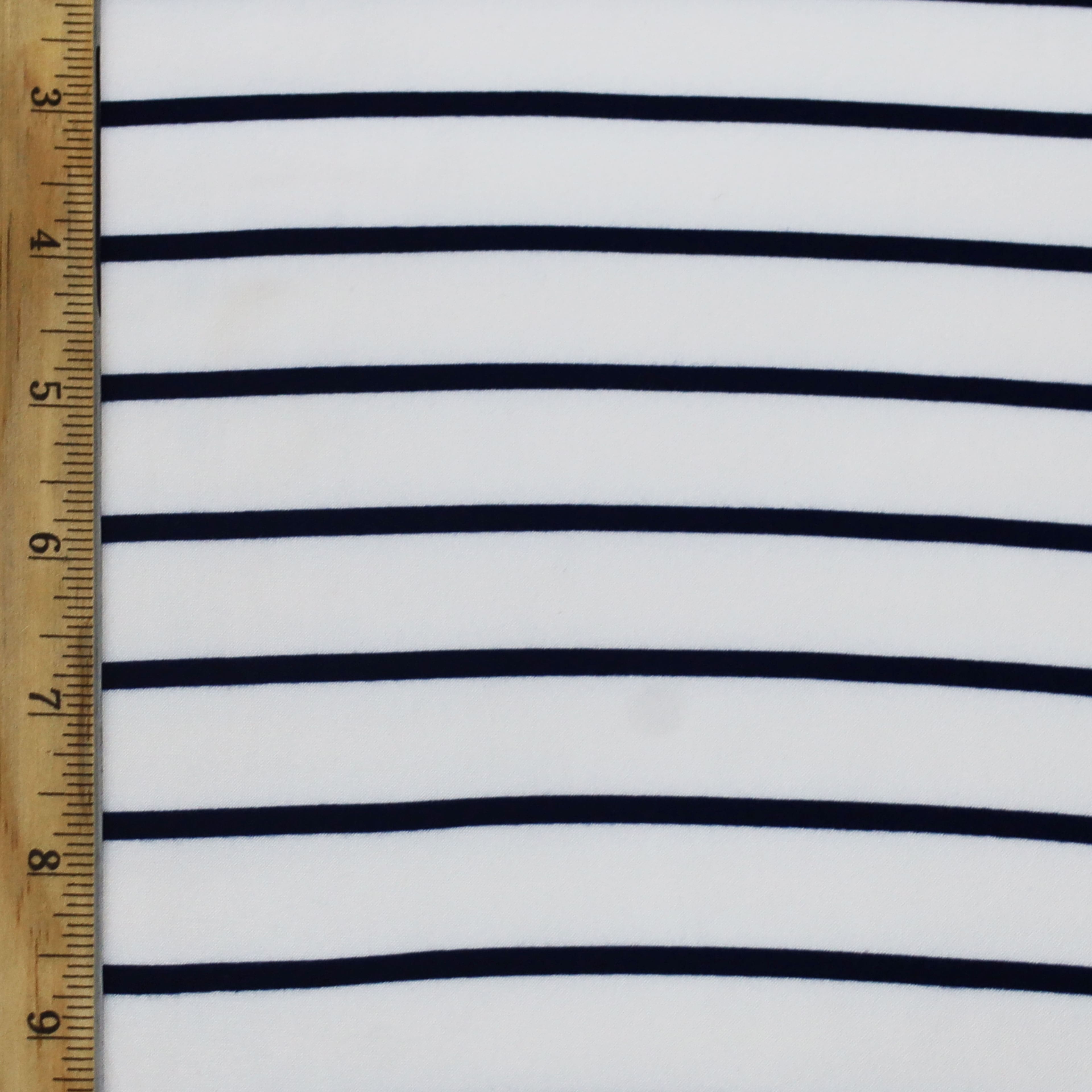 Fabric Merchants Navy & White Stripes Double Brushed 4-Way Stretch Fabric