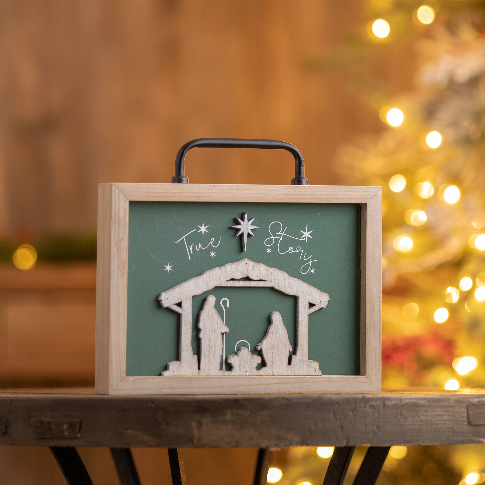 9.5&#x22; True Story Nativity Plaque with Handle