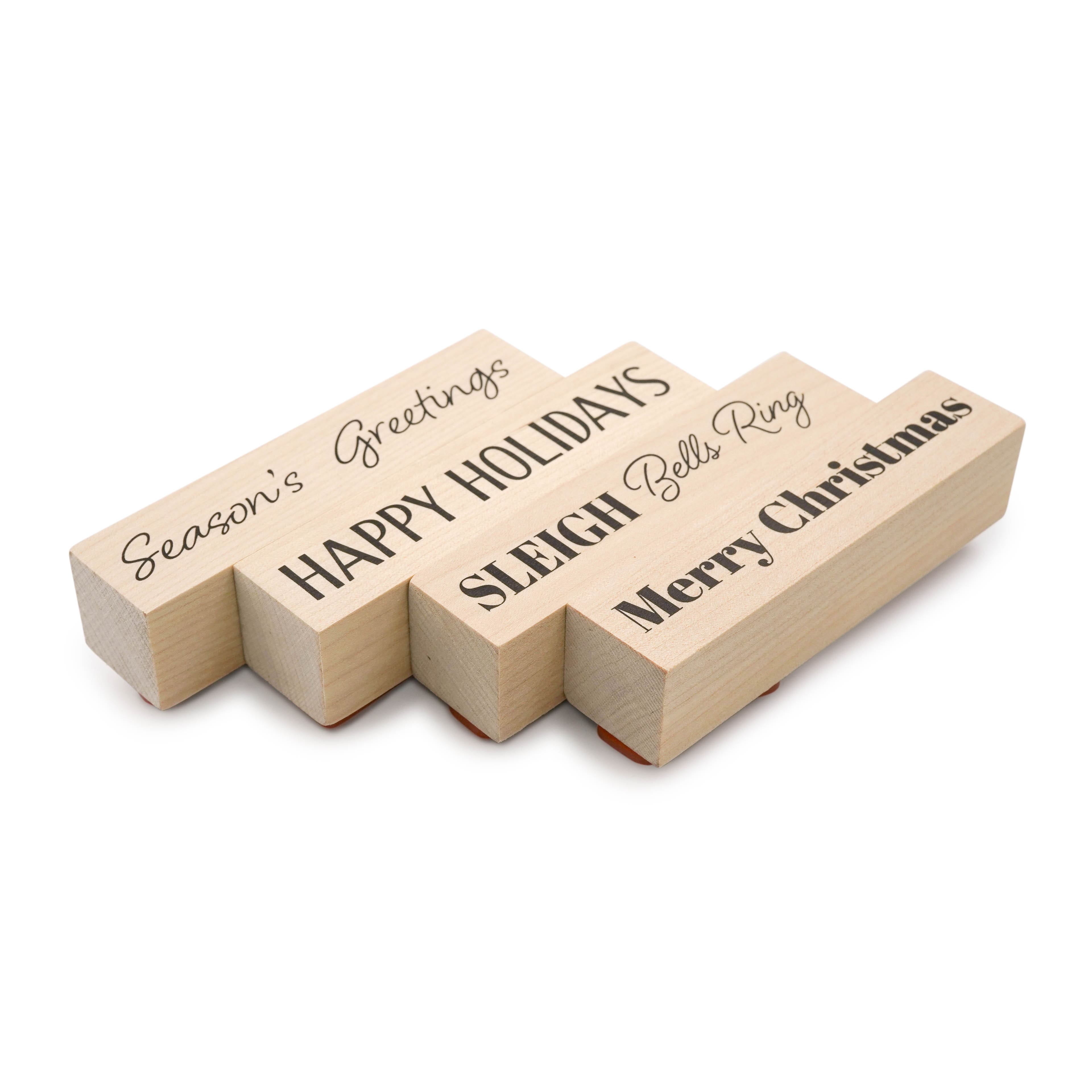 Season&#x27;s Greetings 4 Piece Wood Stamp Set by Recollections&#x2122;