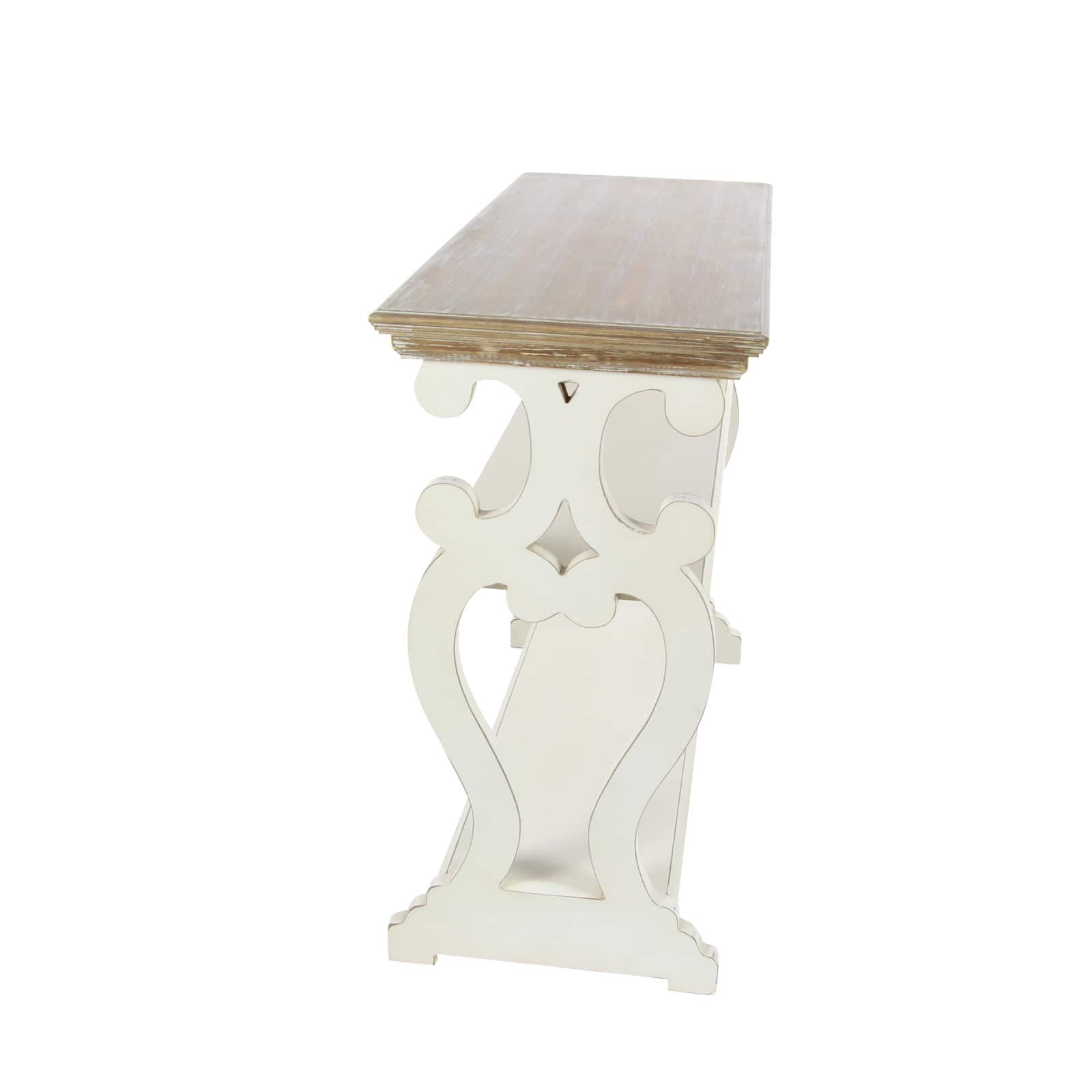 White Farmhouse Wood Console Table, 32&#x22; x 38&#x22;