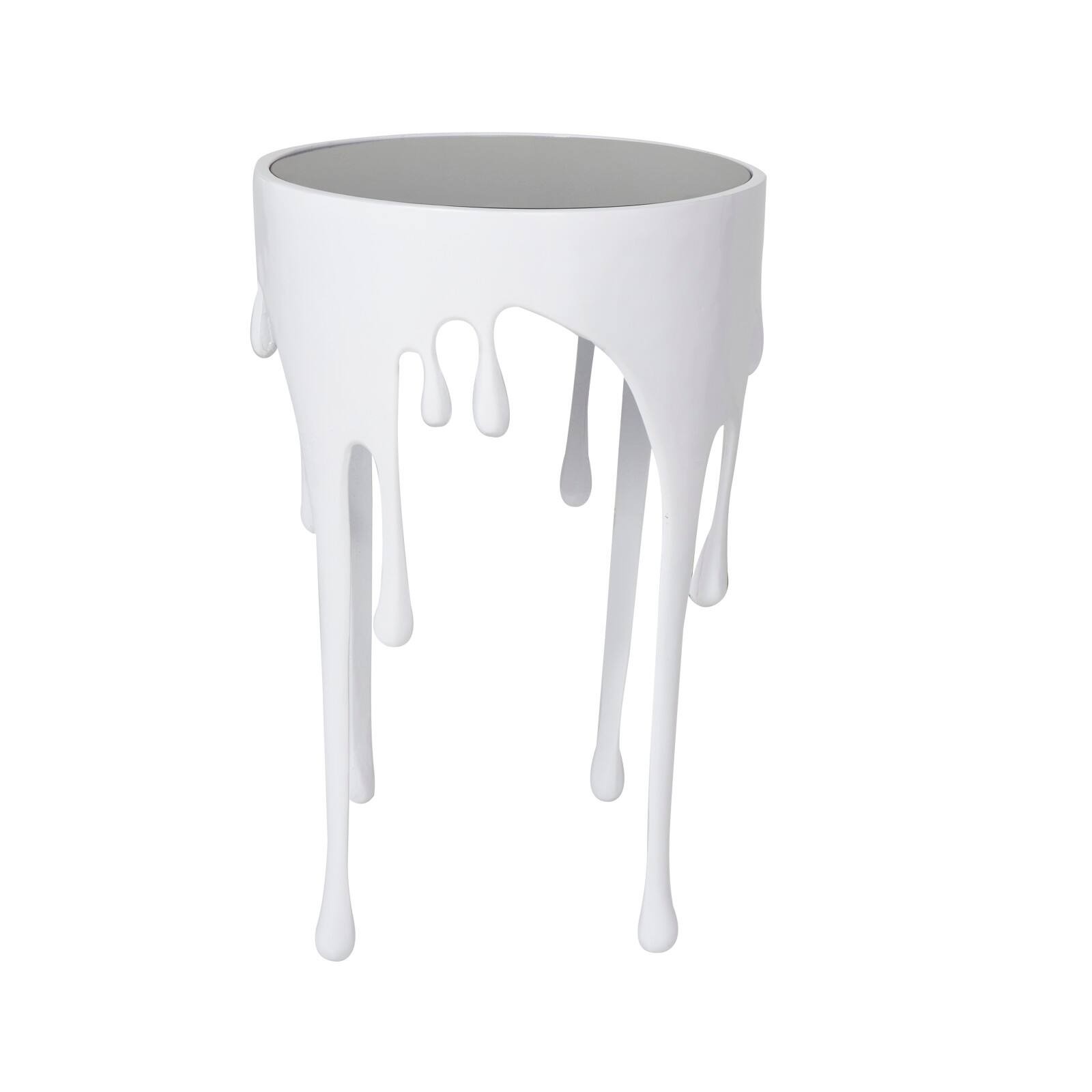 White Aluminum Drip Accent Table with Melting Designed Body