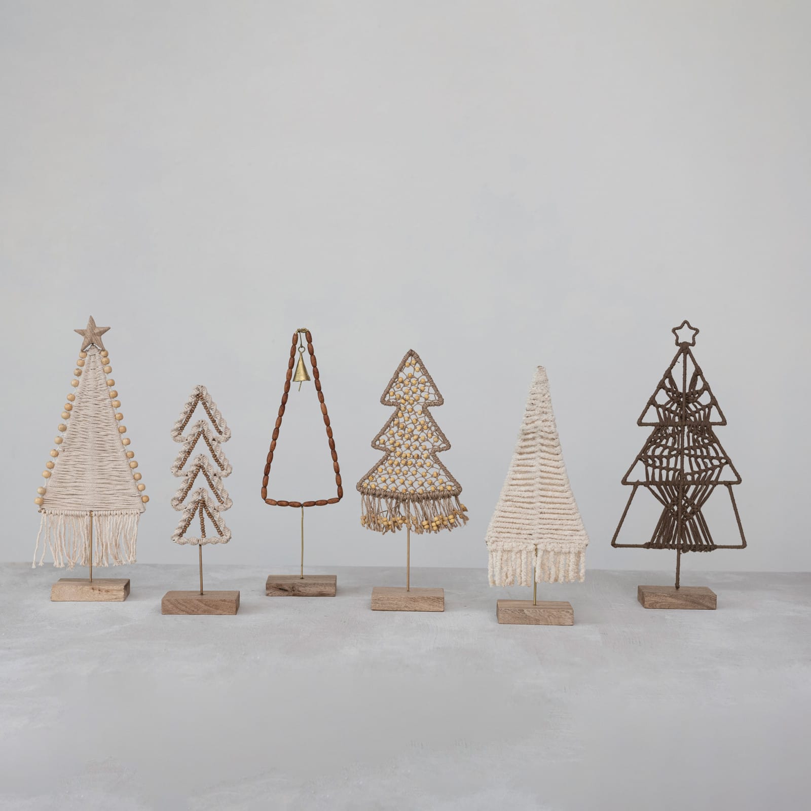 Hello Honey® 13.5" Brown Cotton Thread & Metal Tree with Star & Mango Wood Base