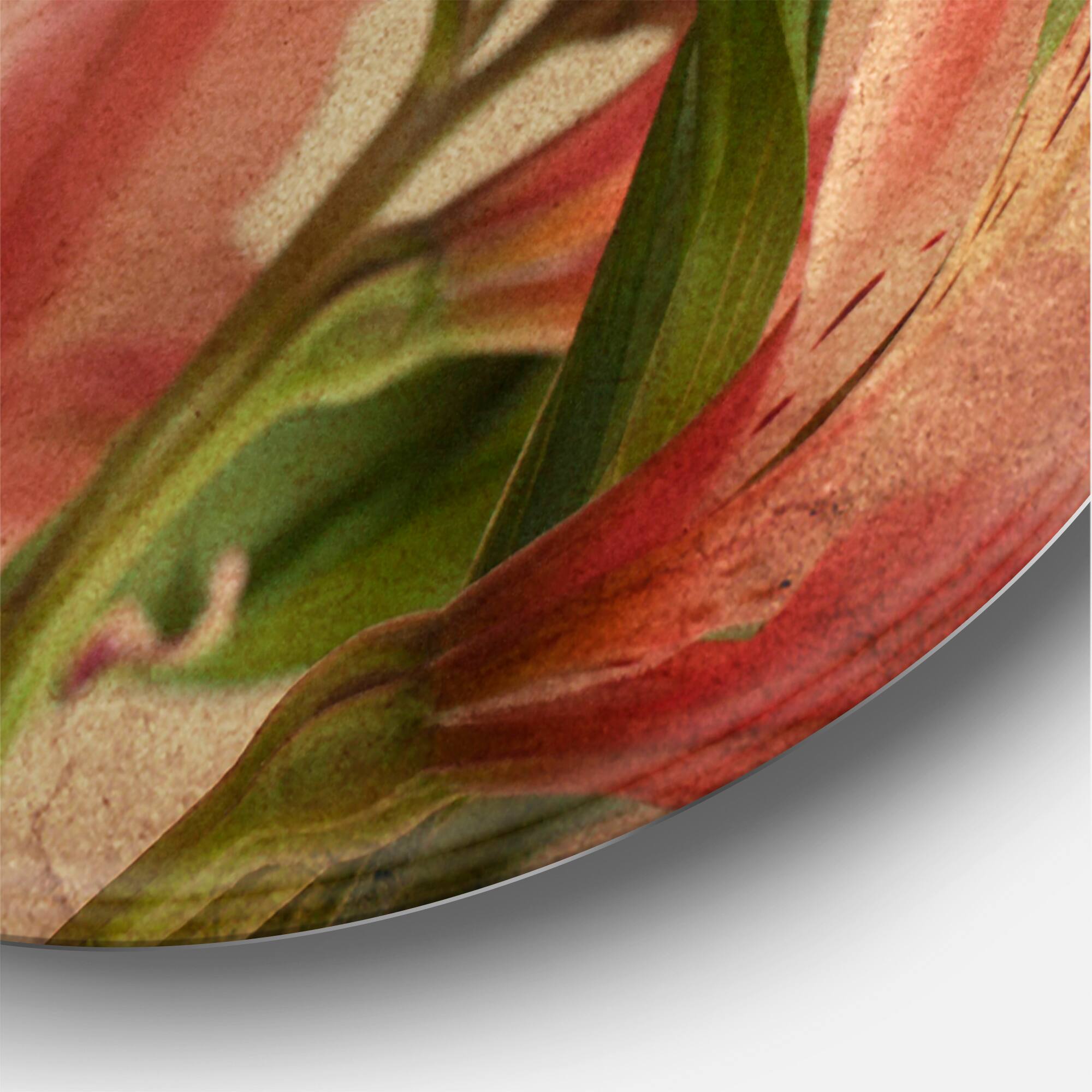 Designart - Retro Alstroemeria Flower - Traditional Metal Circle Wall Art