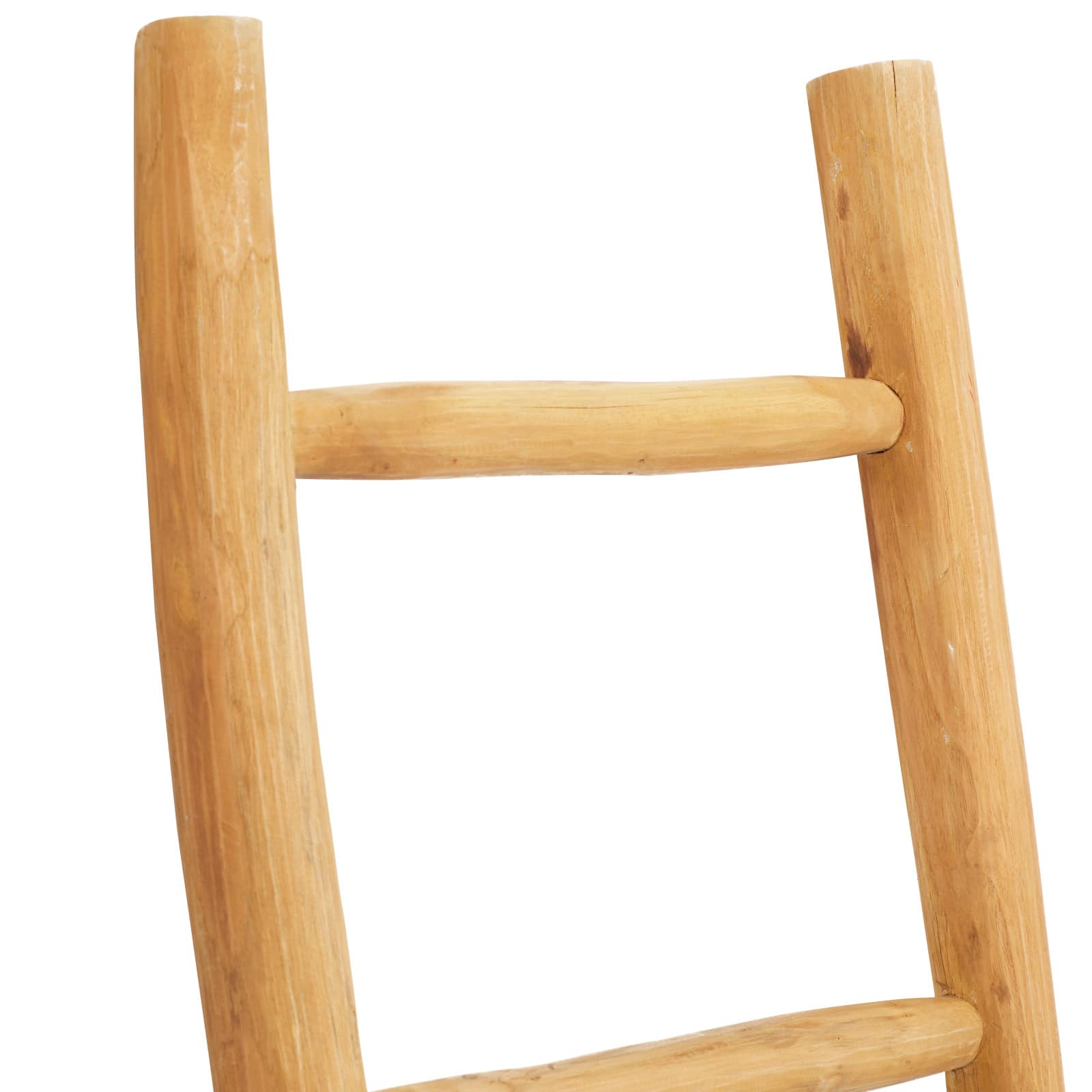 59" Brown Teak Wood Natural Ladder