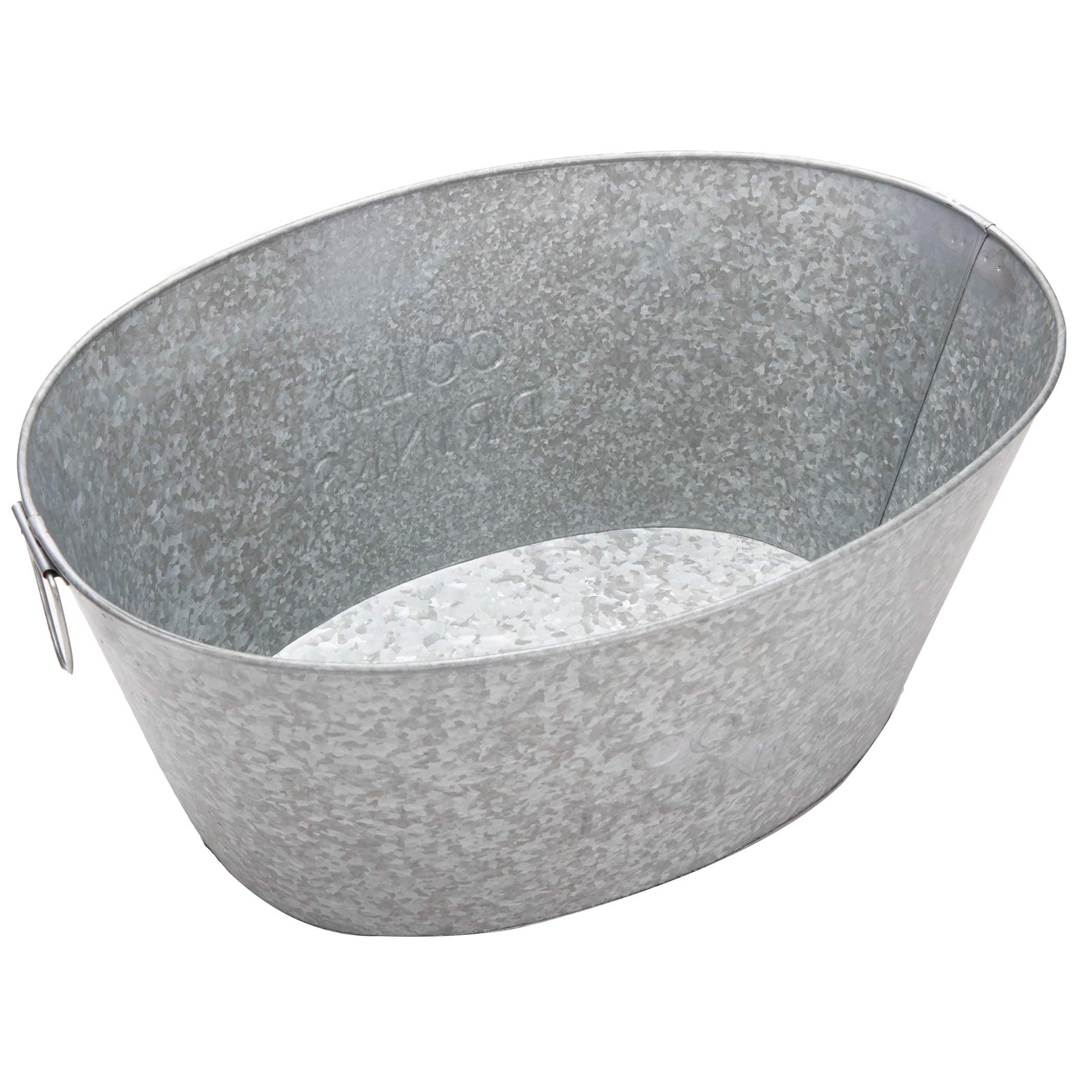 Mind Reader 12'' Large Round Galvanized Steel Beverage Tub with Handles