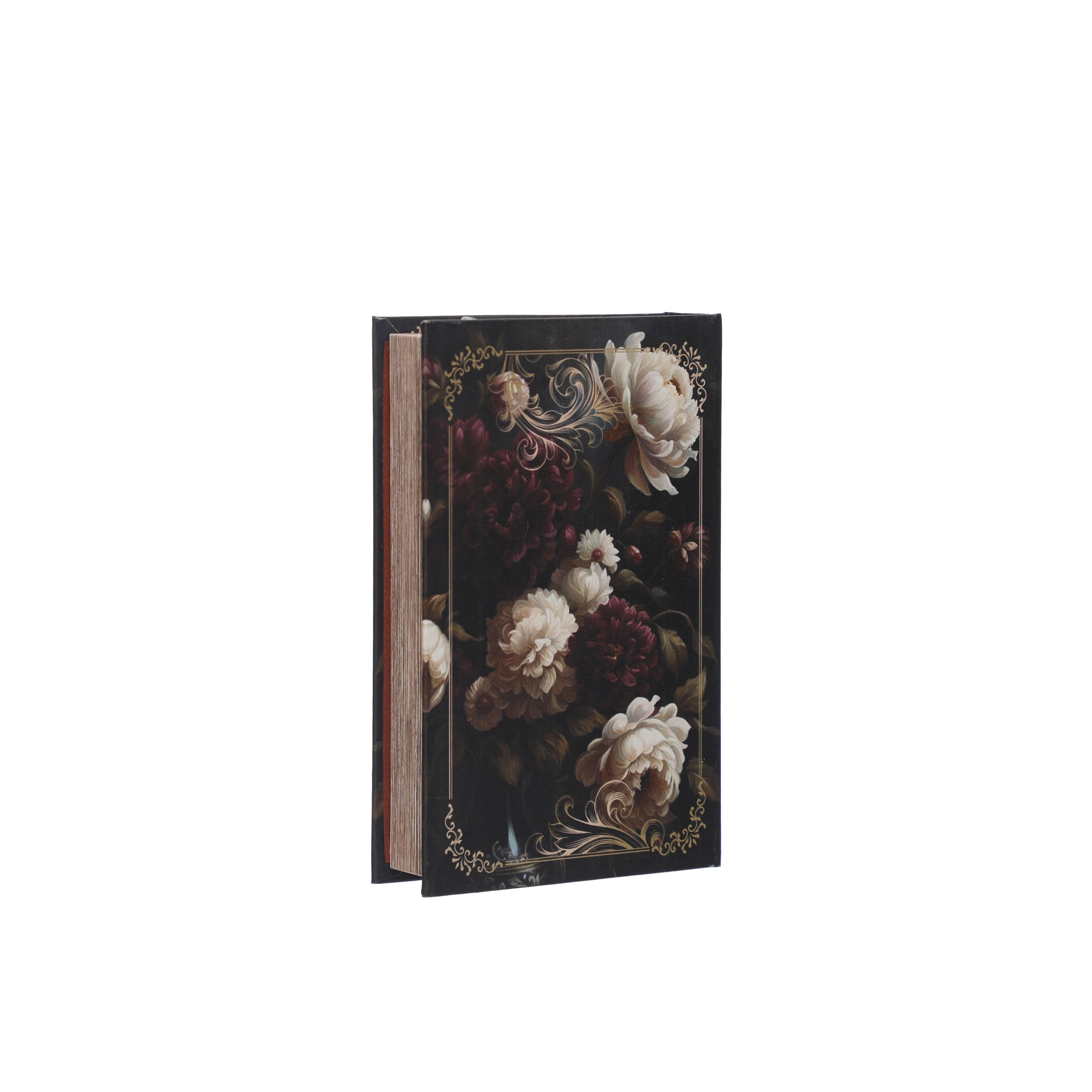 10.25&#x22; Black, Cream &#x26; Burgundy Floral Tabletop Book Box by Ashland&#xAE;