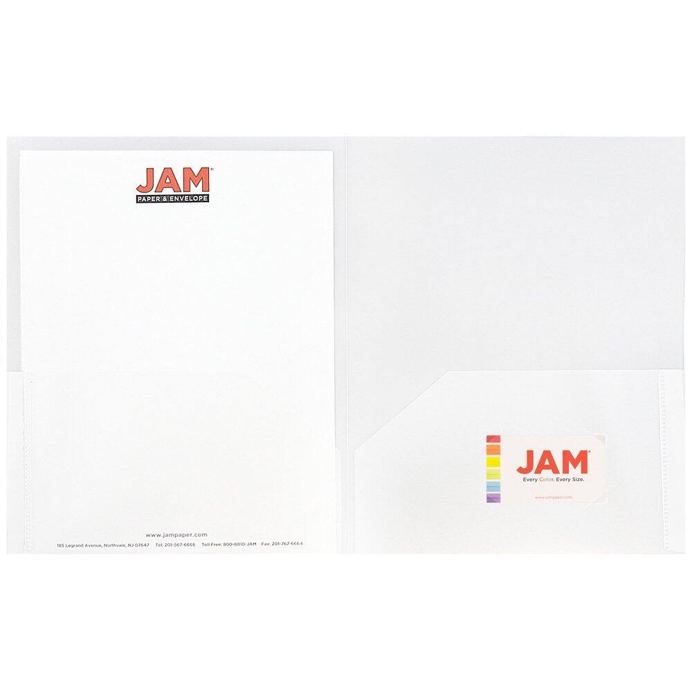 JAM Paper 9.5" x 11.5" Assorted Business Colors Plastic 2 Pocket School POP Folders, 6ct.