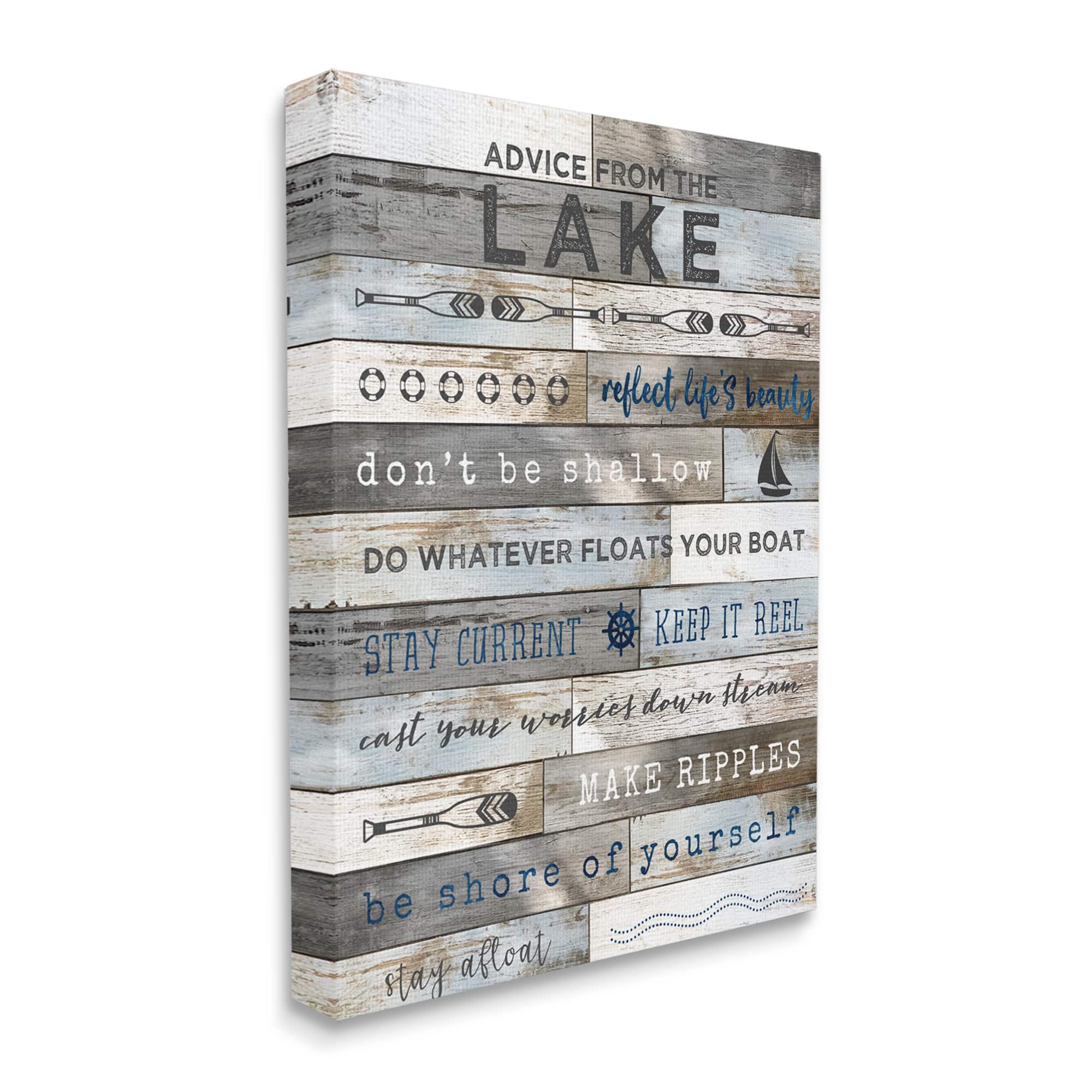 Stupell Industries Advice From the Lake List Rustic Plank Pattern Canvas Wall Art