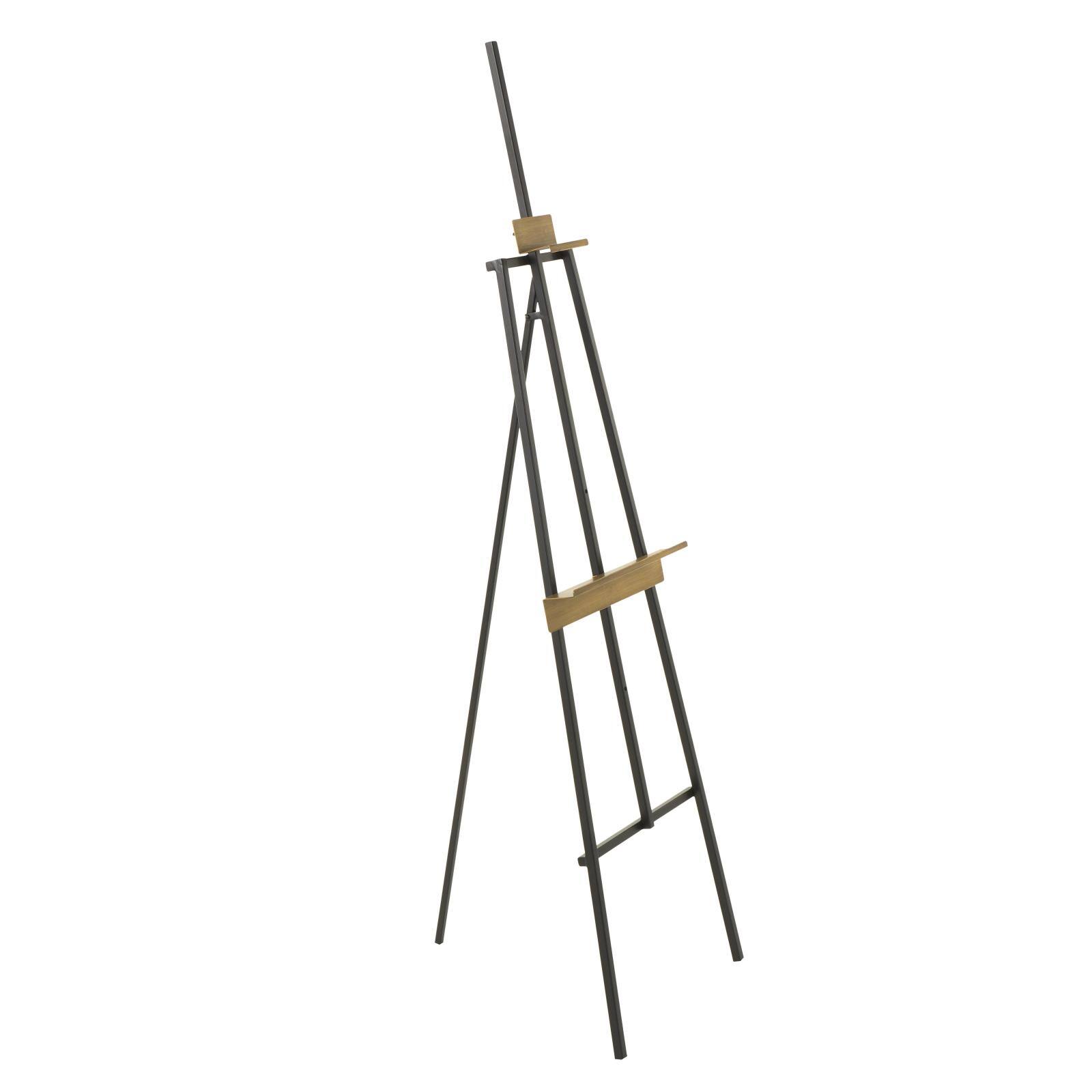 56.25" Black Metal Painter's Inspired 3-Tier Display Easel with Gold Accents