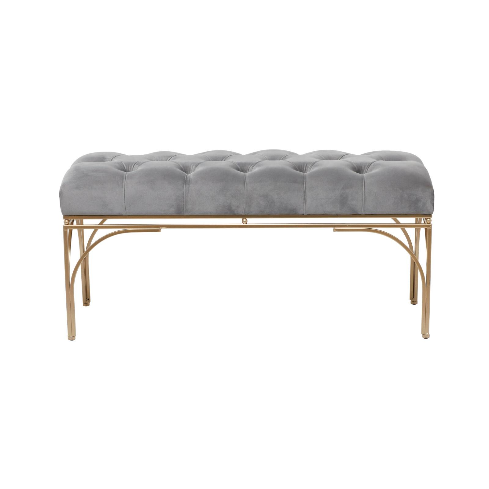 Grey Metal Glam Bench, 19&#x22; x 39&#x22; x 17&#x22;