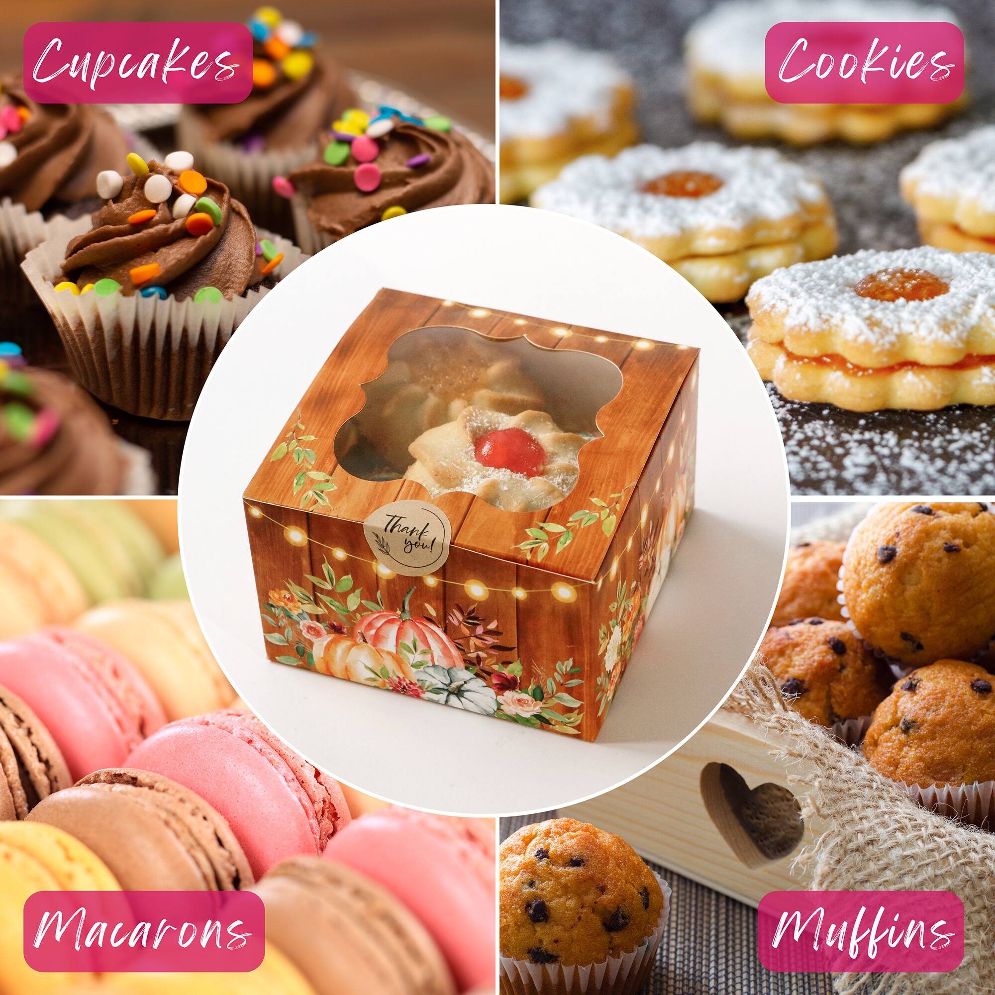 Kate Aspen Fall Cookie Boxes with Window & Seal Stickers, 30ct.