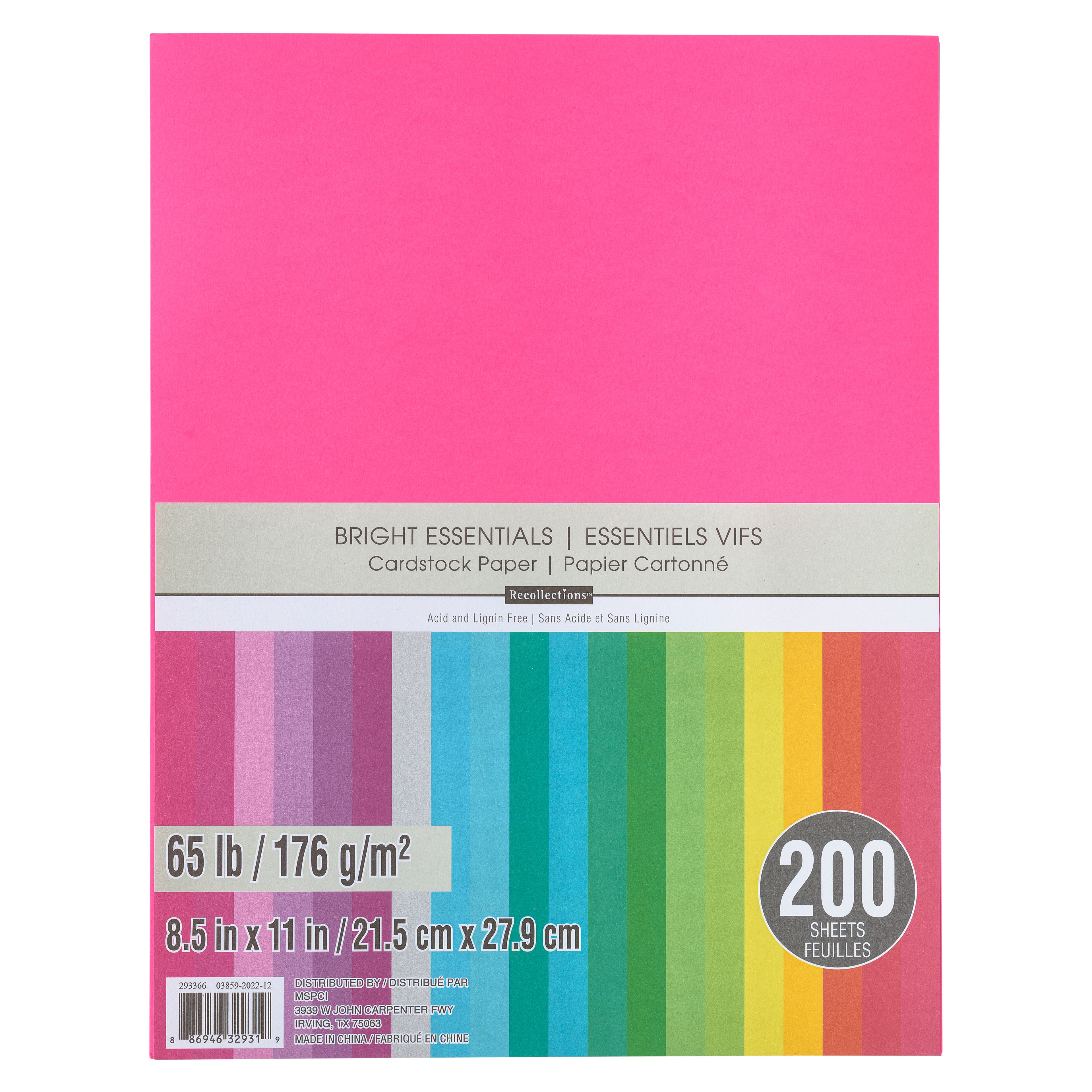 9 Packs: 200 ct. (1,800 total) Bright Essentials  8.5&#x22; x 11&#x22; Cardstock Paper by Recollections&#x2122;