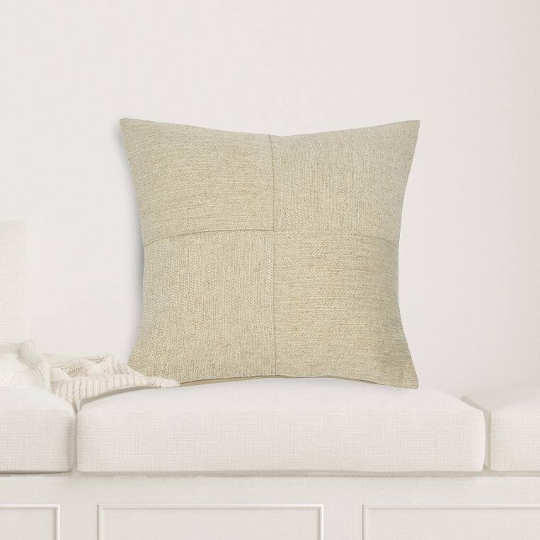 Hello Honey® Natural Woven Linen Blend Pieced Pillow