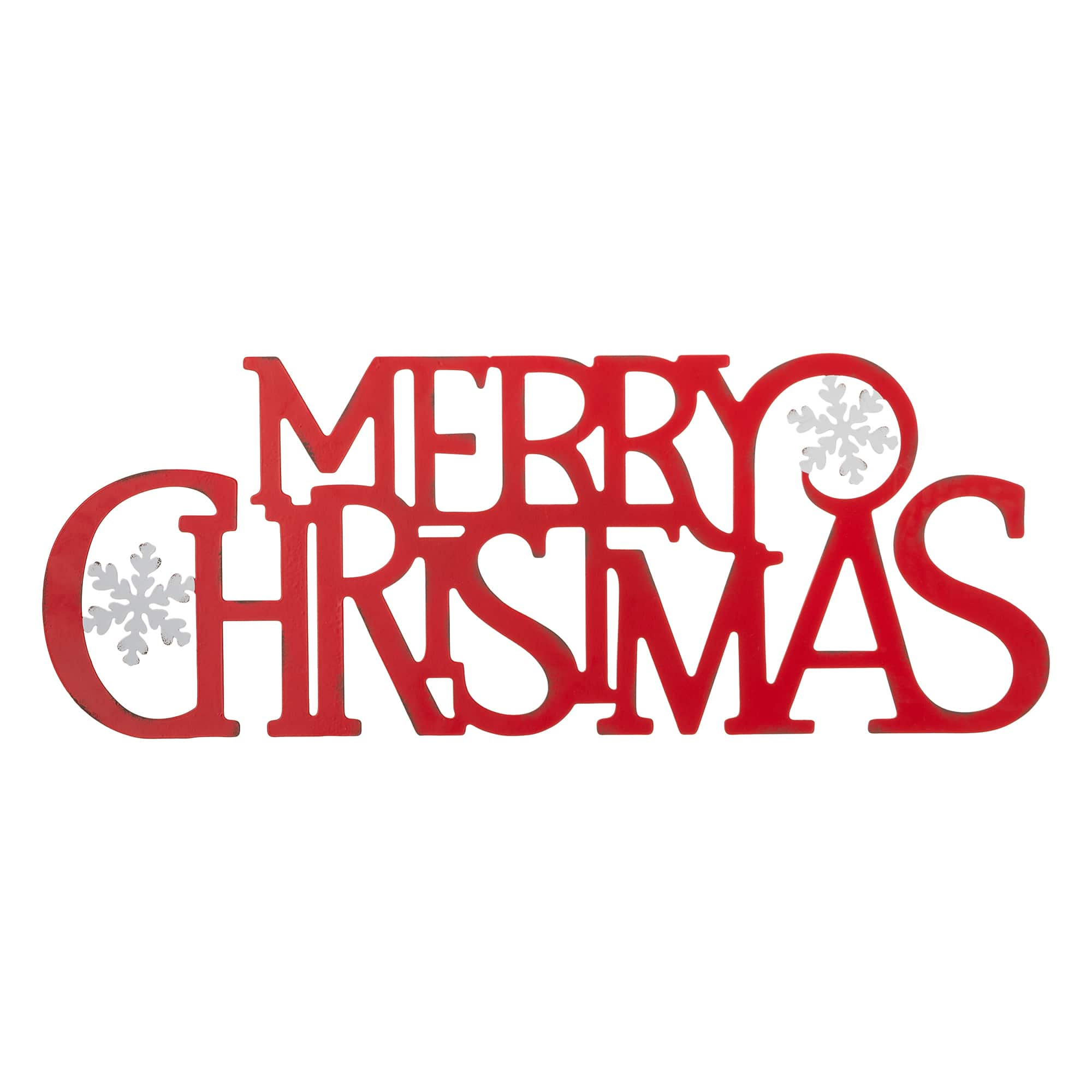 Glitzhome&#xAE; 24&#x22; Red Merry Christmas Metal Wall D&#xE9;cor