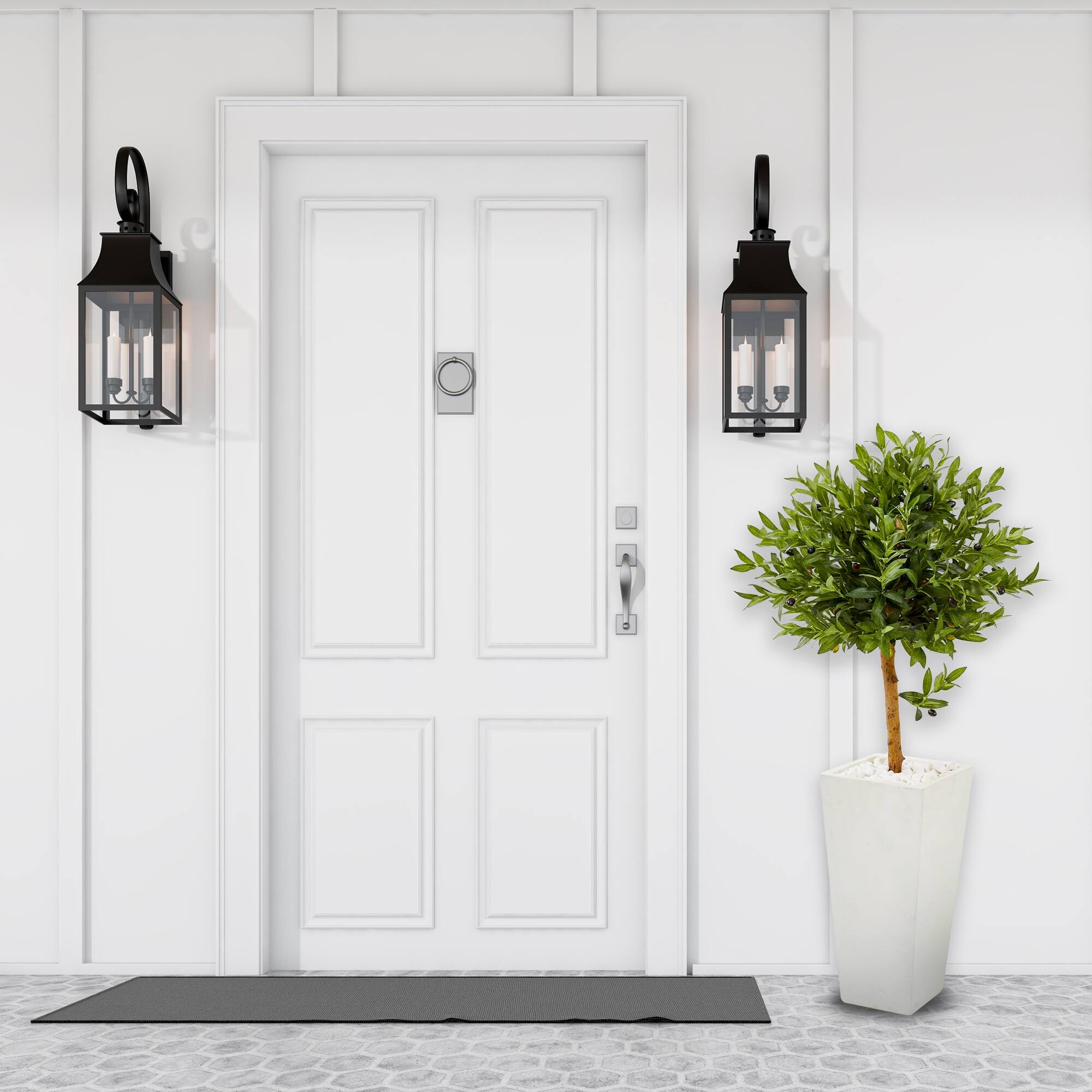 4ft. UV Resistant Olive Topiary Artificial Tree in White Planter