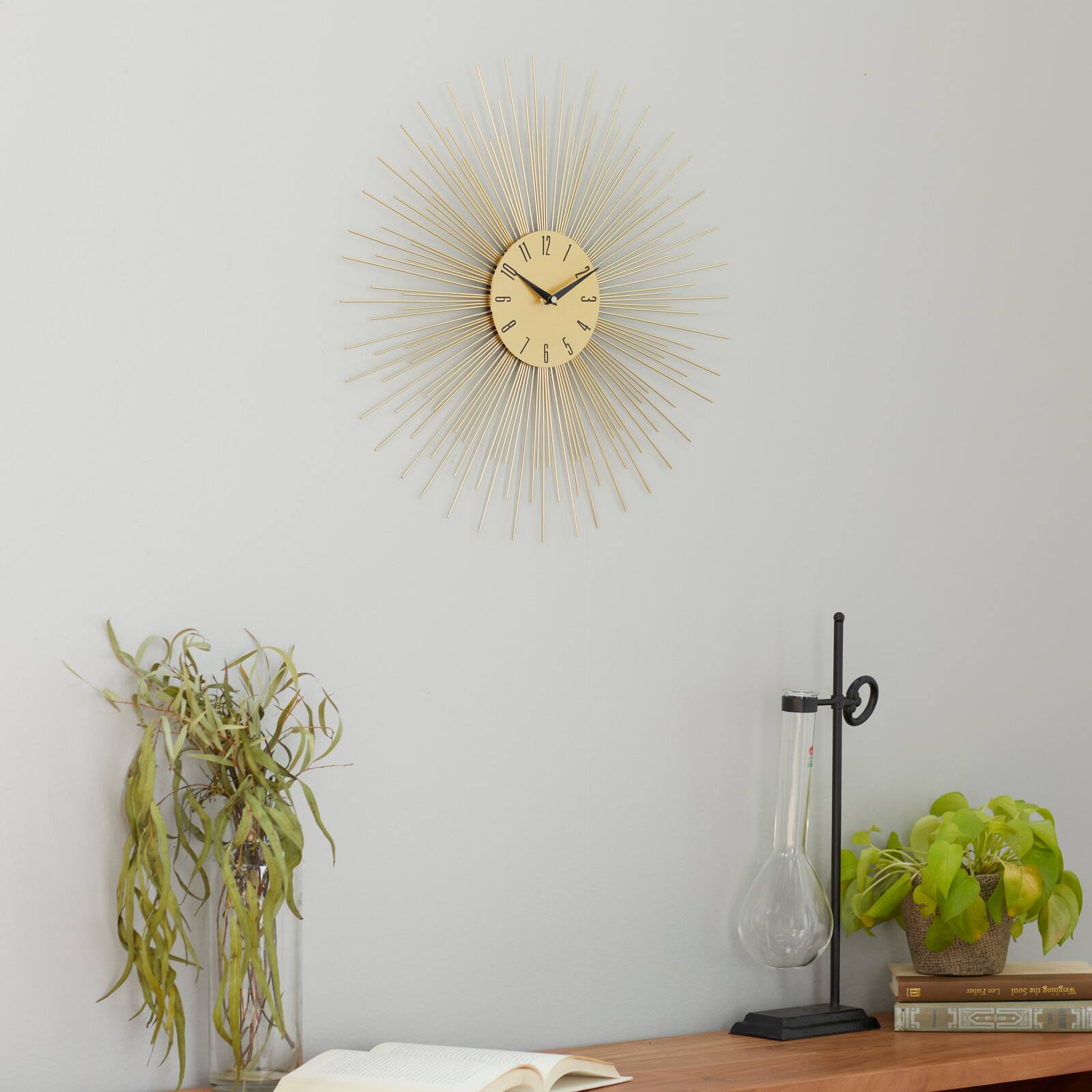 19" Gold Metal Contemporary Wall Clock