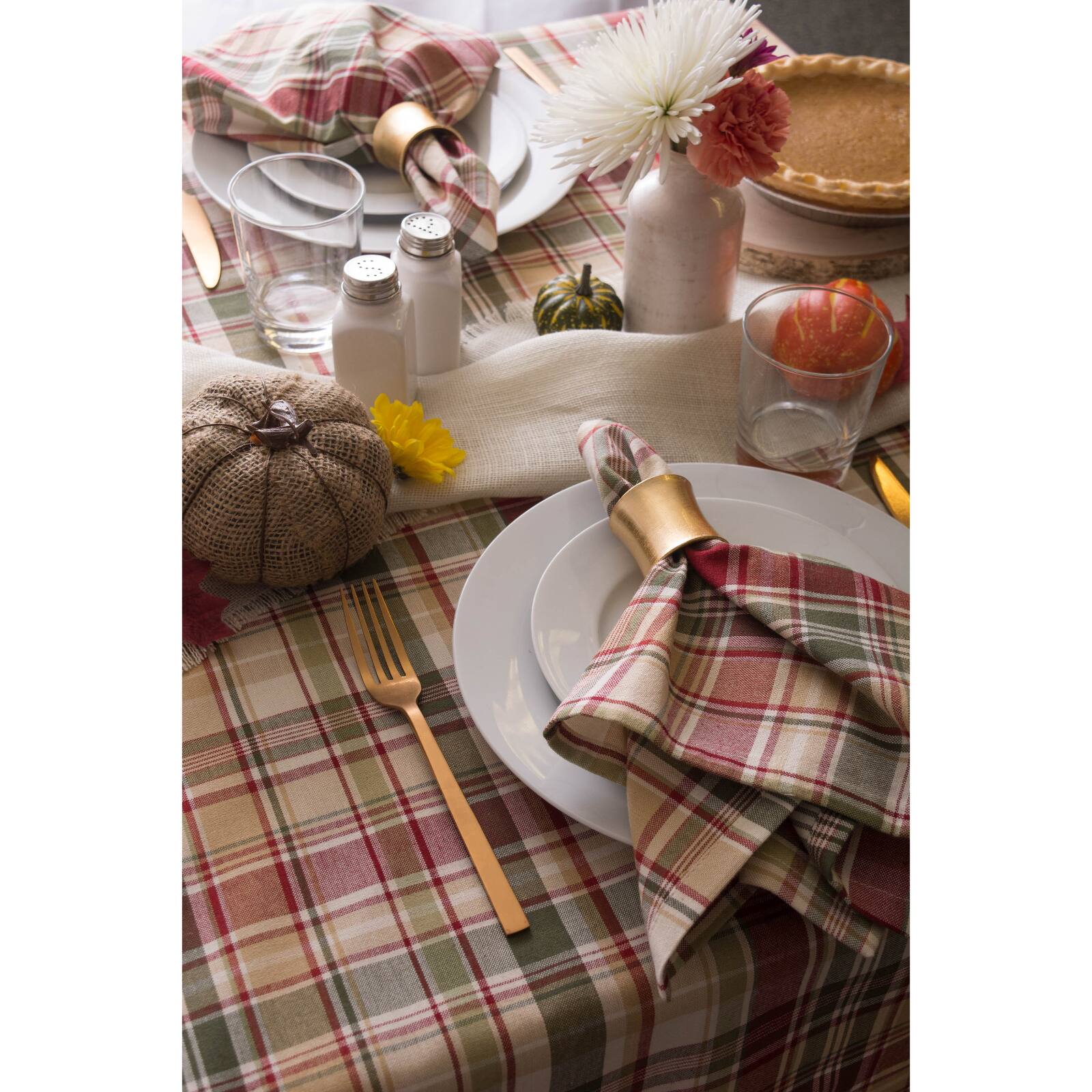 DII&#xAE; 104&#x22; Give Thanks Plaid Tablecloth