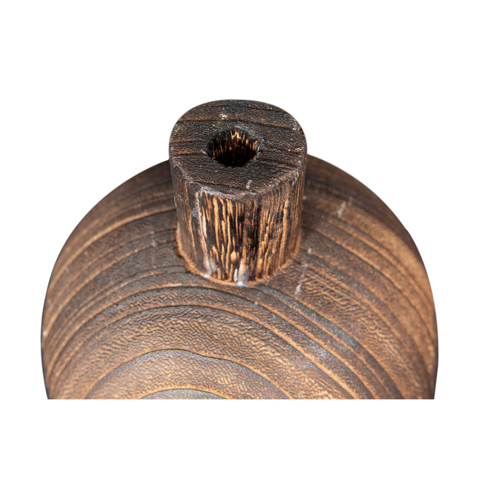 Hello Honey® Brown Paulownia Wood Vase with Black Charred Finish Set