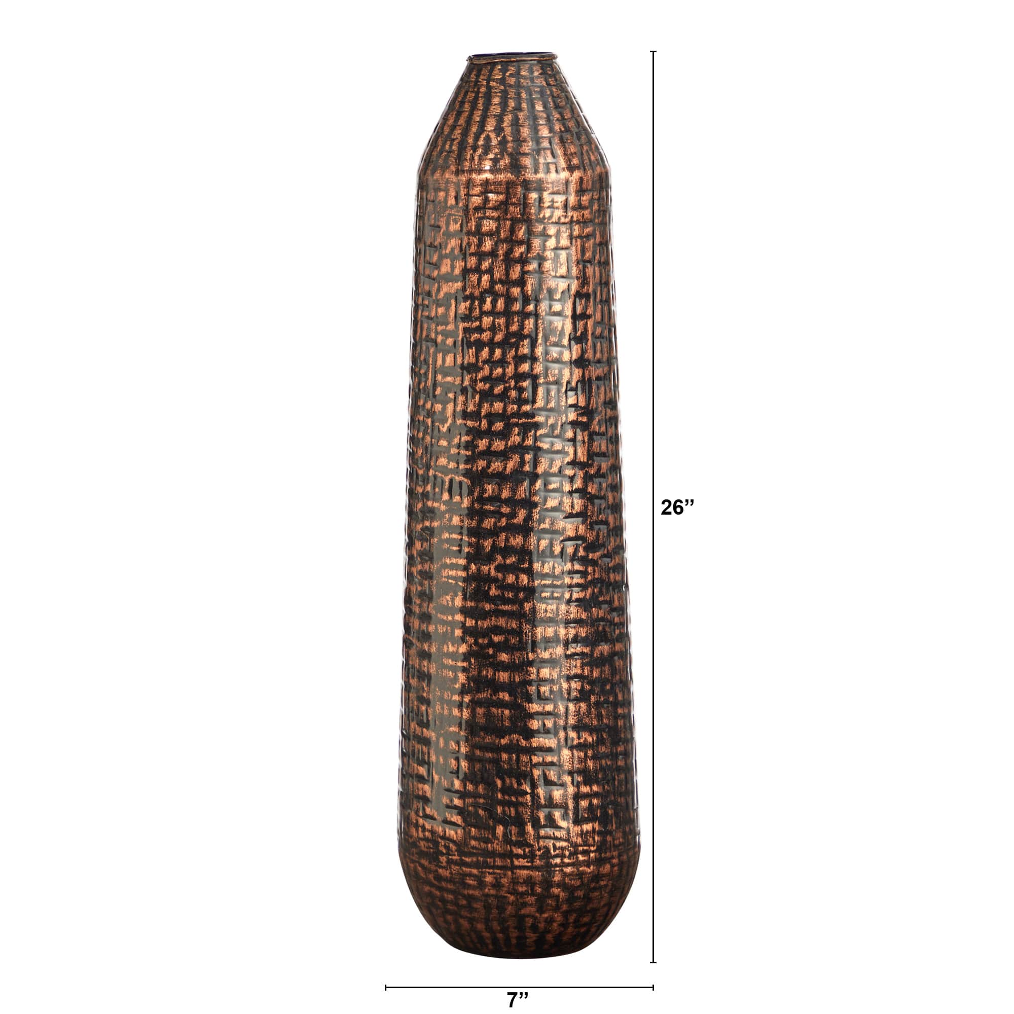 26" Embossed Metal Tower Vase