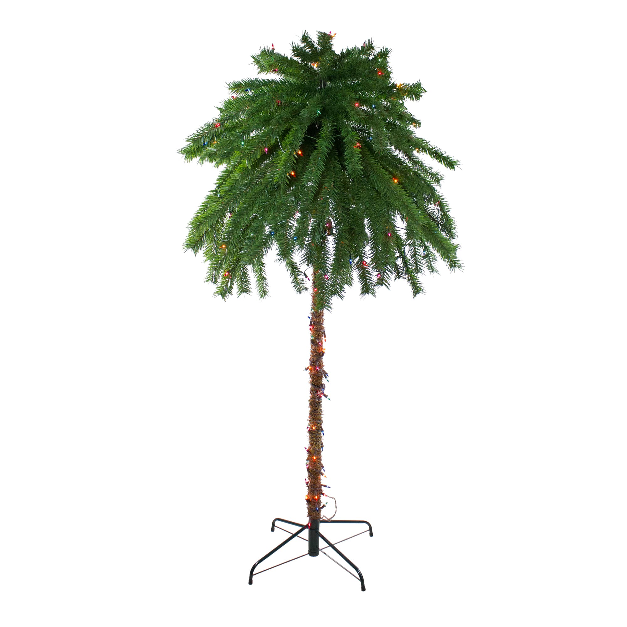 6ft. Pre-Lit Artificial Tropical Outdoor Patio Palm Tree, Multicolor Lights
