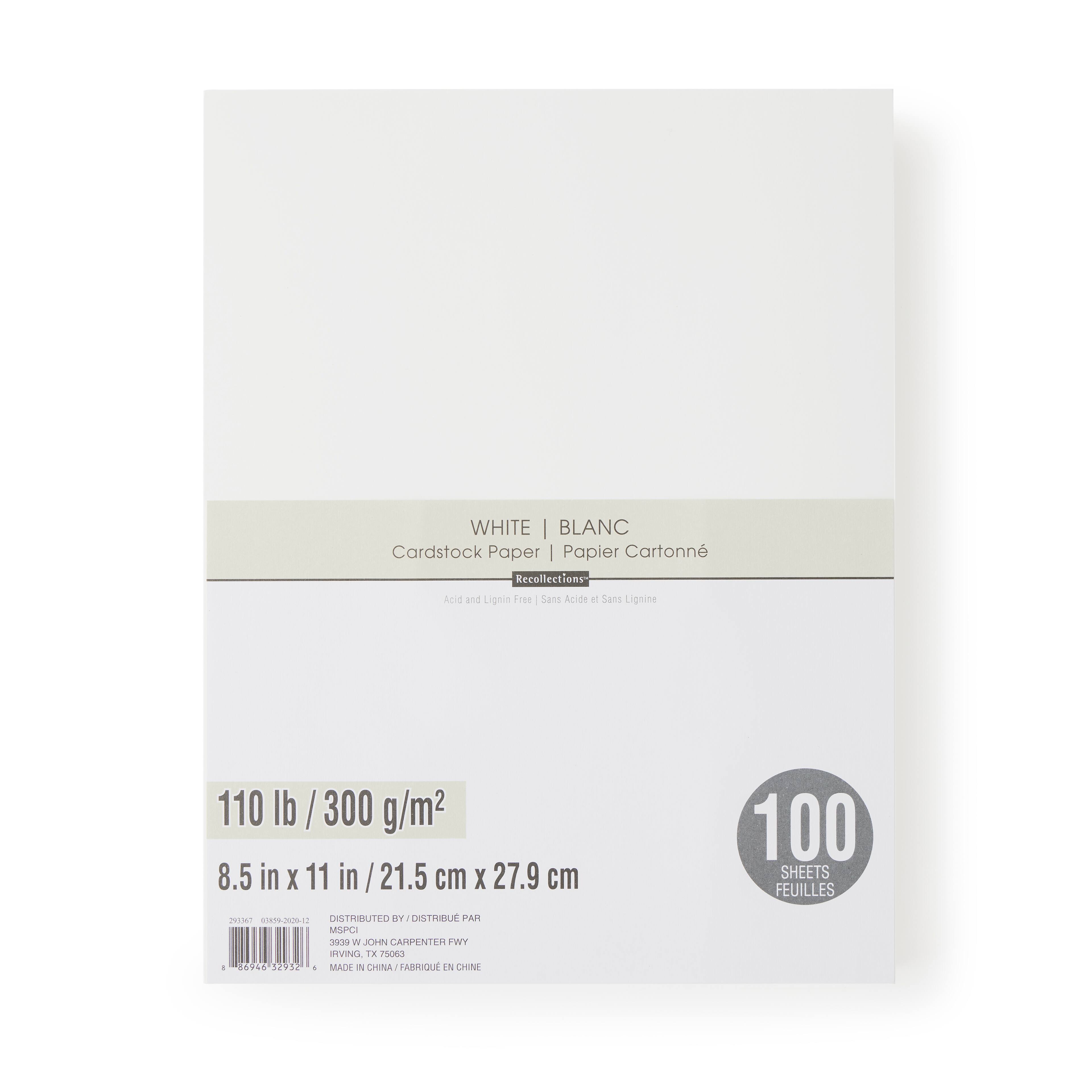 9 Packs: 100 ct. (900 total) White Heavyweight 8.5&#x22; x 11&#x22; Cardstock Paper by Recollections&#x2122;