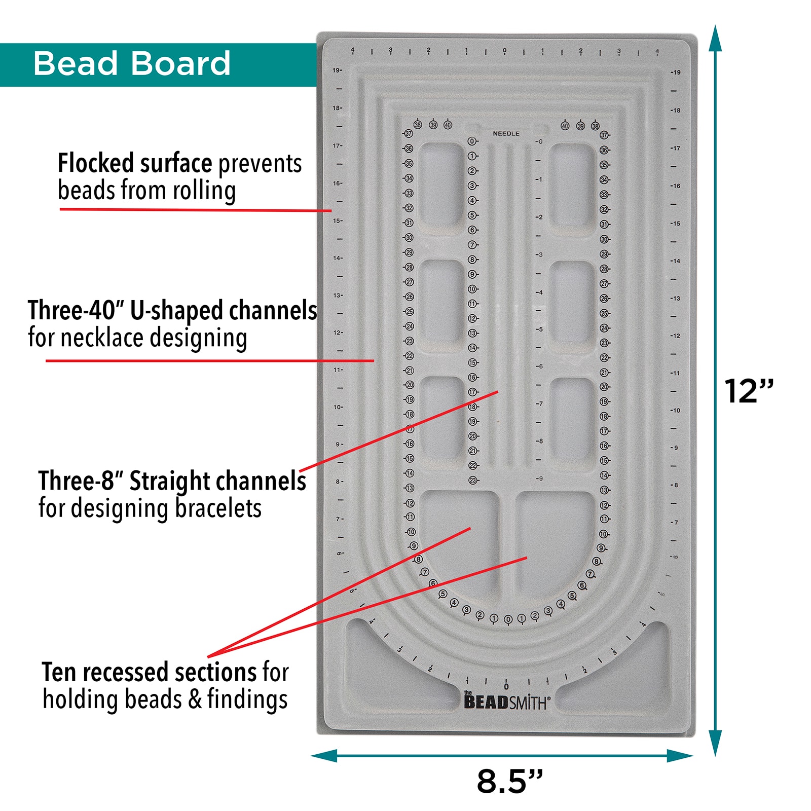 The Beadsmith&#xAE; U-Channel Bead Board, 12&#x22; x 8.5&#x22;