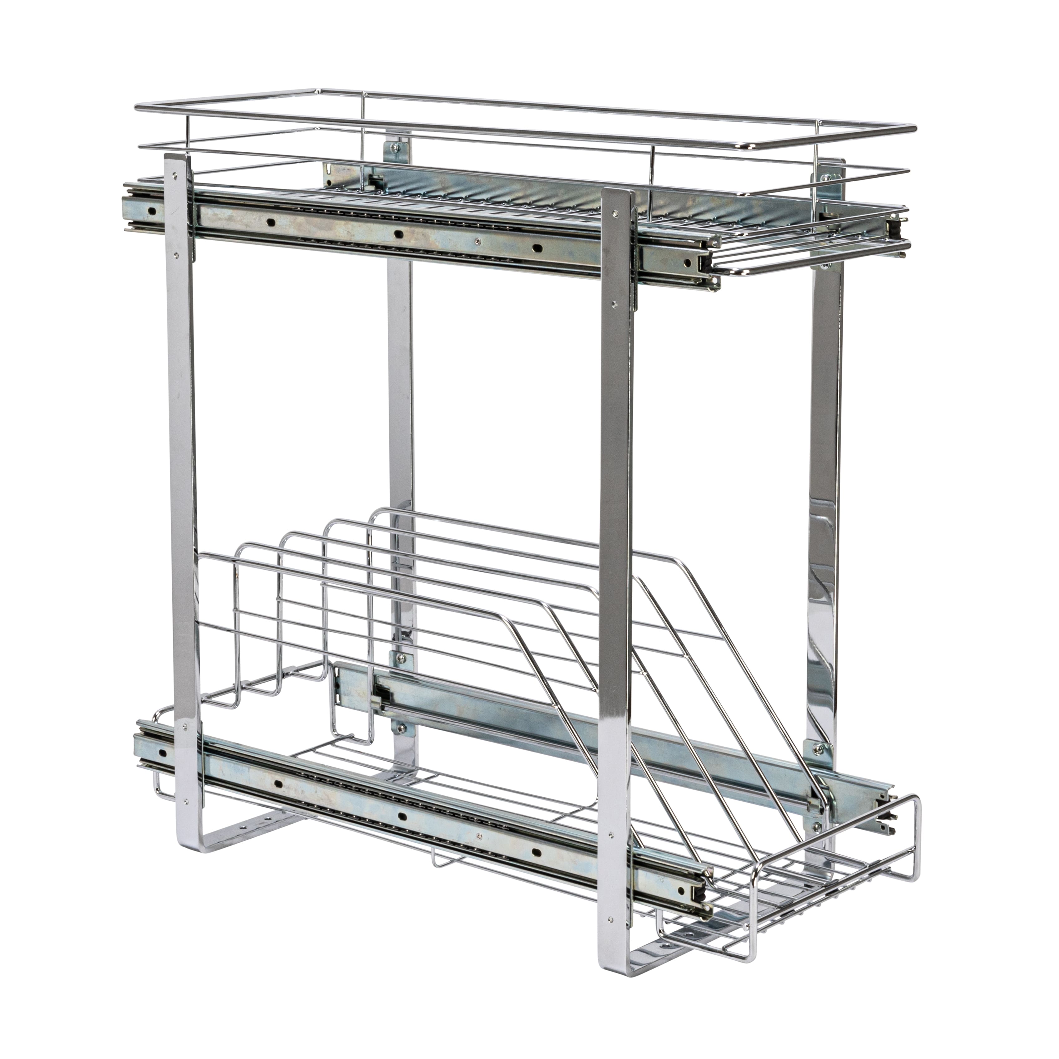 Household Essentials Glidez Chrome-Plated Steel 2-Tier Dual-Sliding Storage Organizer
