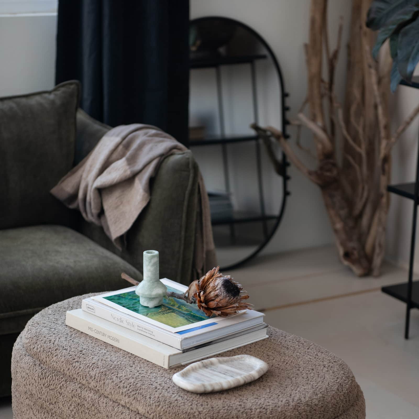 Hello Honey® 35.5" Matte Black Metal Framed Oval Wall Mirror with Balls