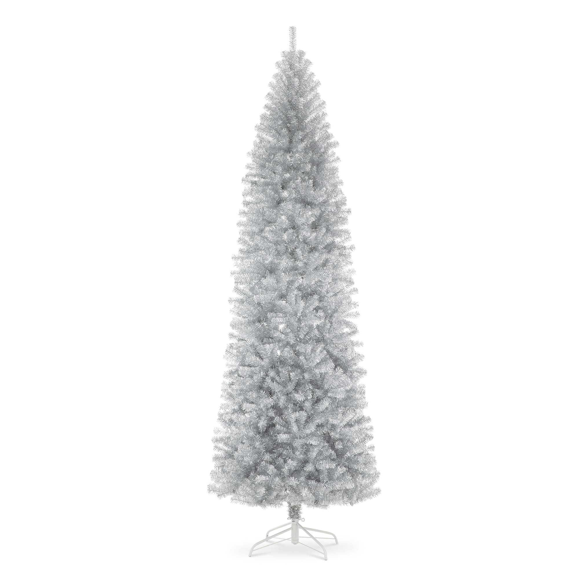 9ft. Unlit Silver Tinsel Artificial Christmas Tree
